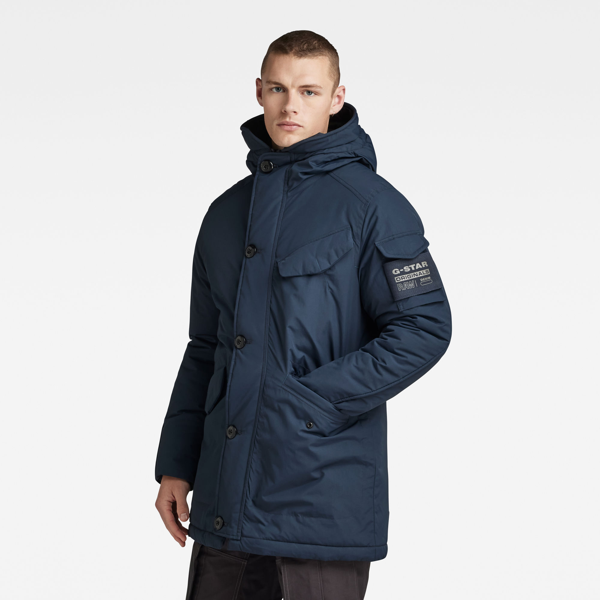 G-Star RAW Vodan Gewatteerde Parka Met Capuchon Donkerblauw Heren