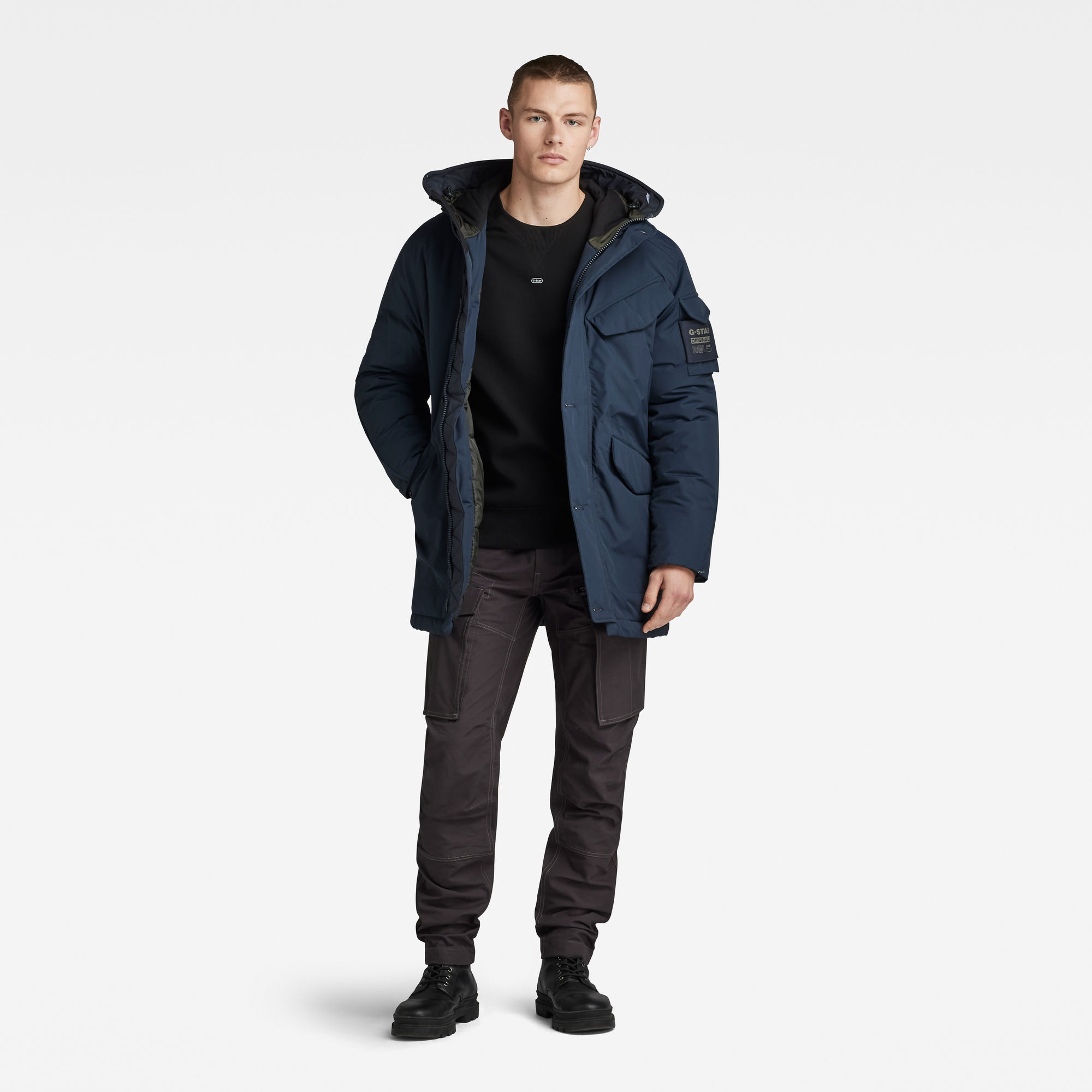 G-Star RAW Vodan Gewatteerde Parka Met Capuchon Donkerblauw Heren