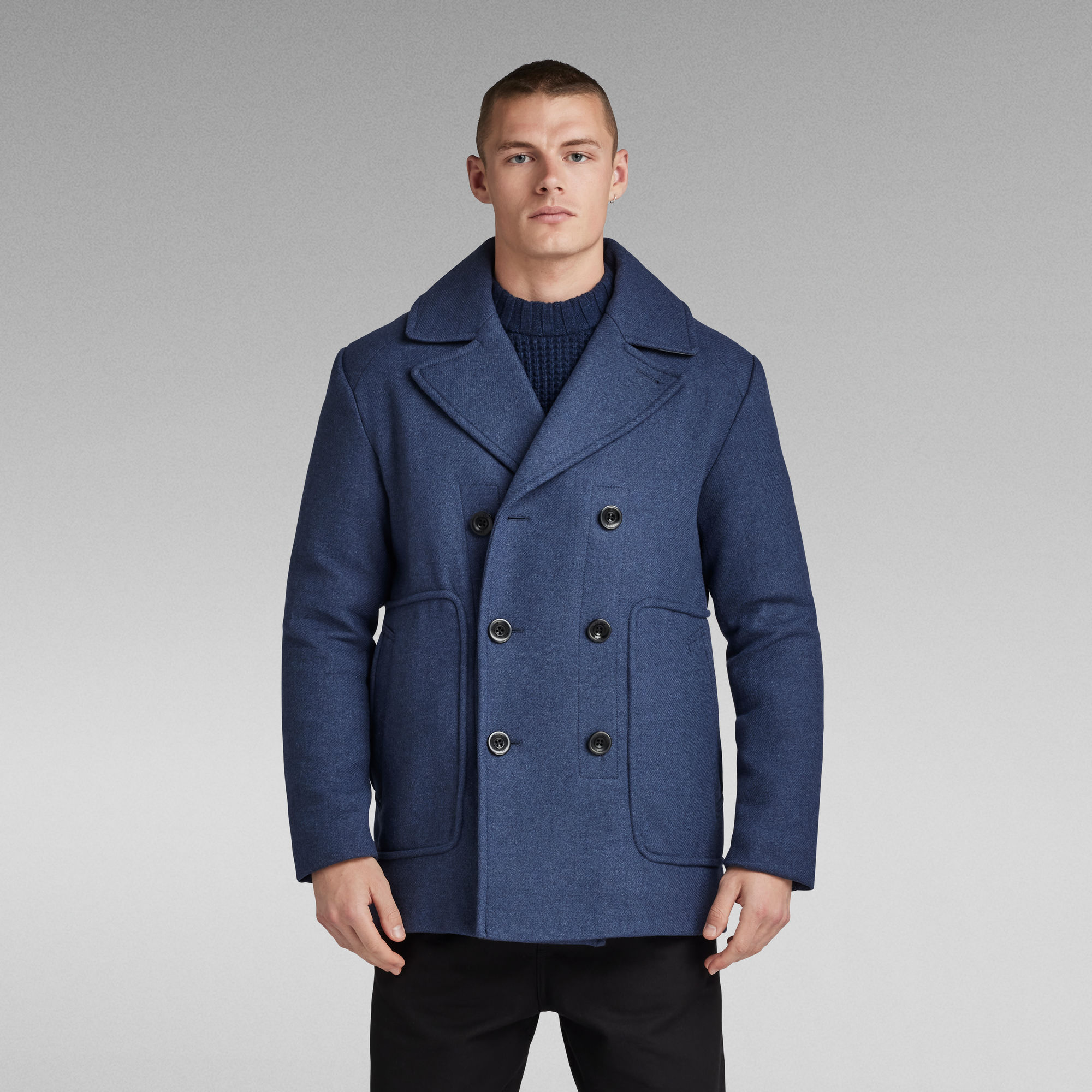 Premium Wool Caban - Mittelblau - Herren