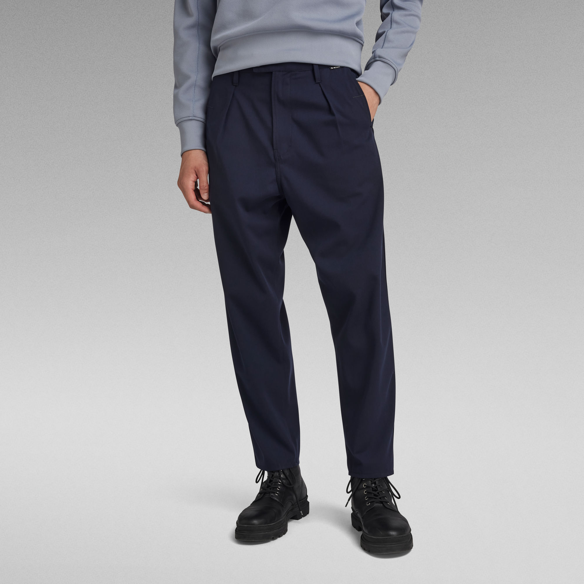 

Unisex Pleated Chino Relaxed - Donkerblauw - Heren