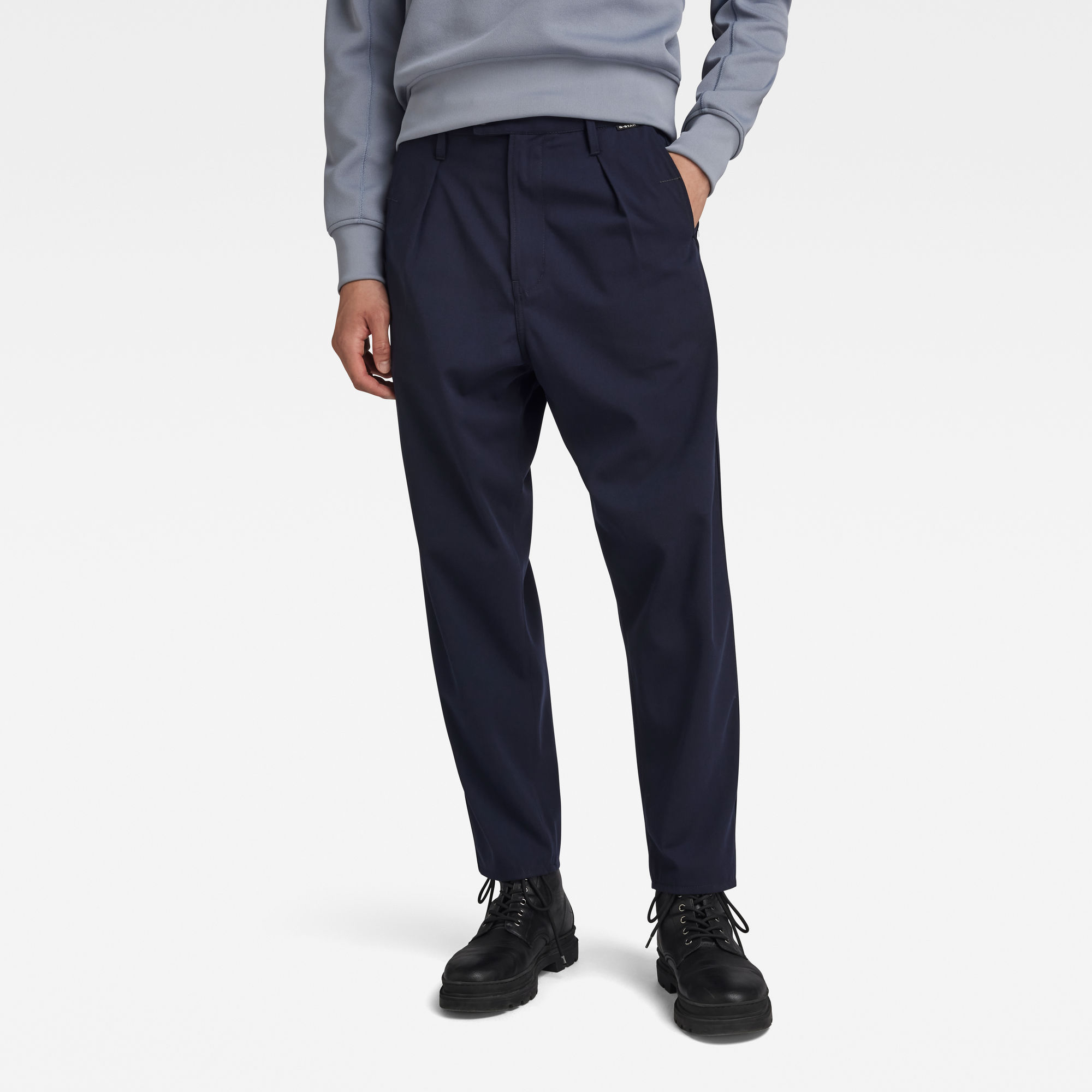 

Unisex Pleated Chino Relaxed - Donkerblauw - Heren