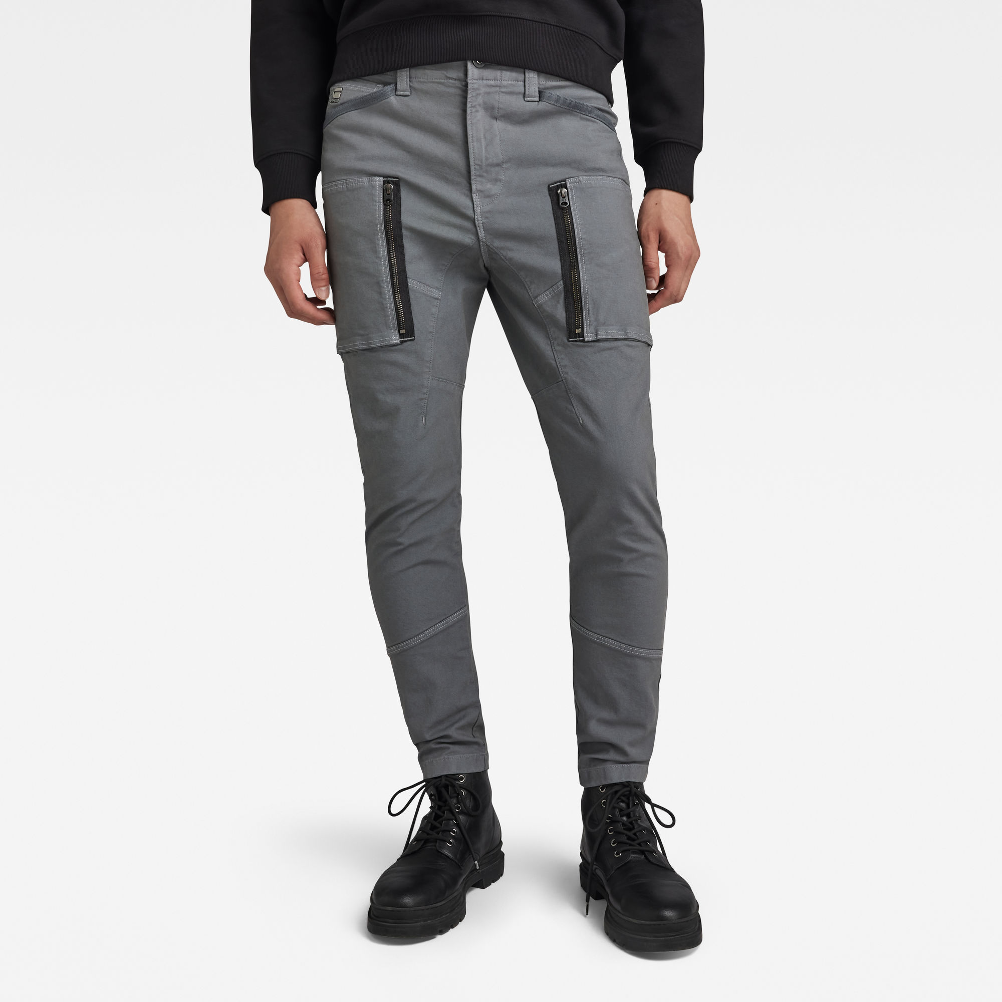 

Zip Pocket 3D Skinny Cargo Broek - Grijs - Heren