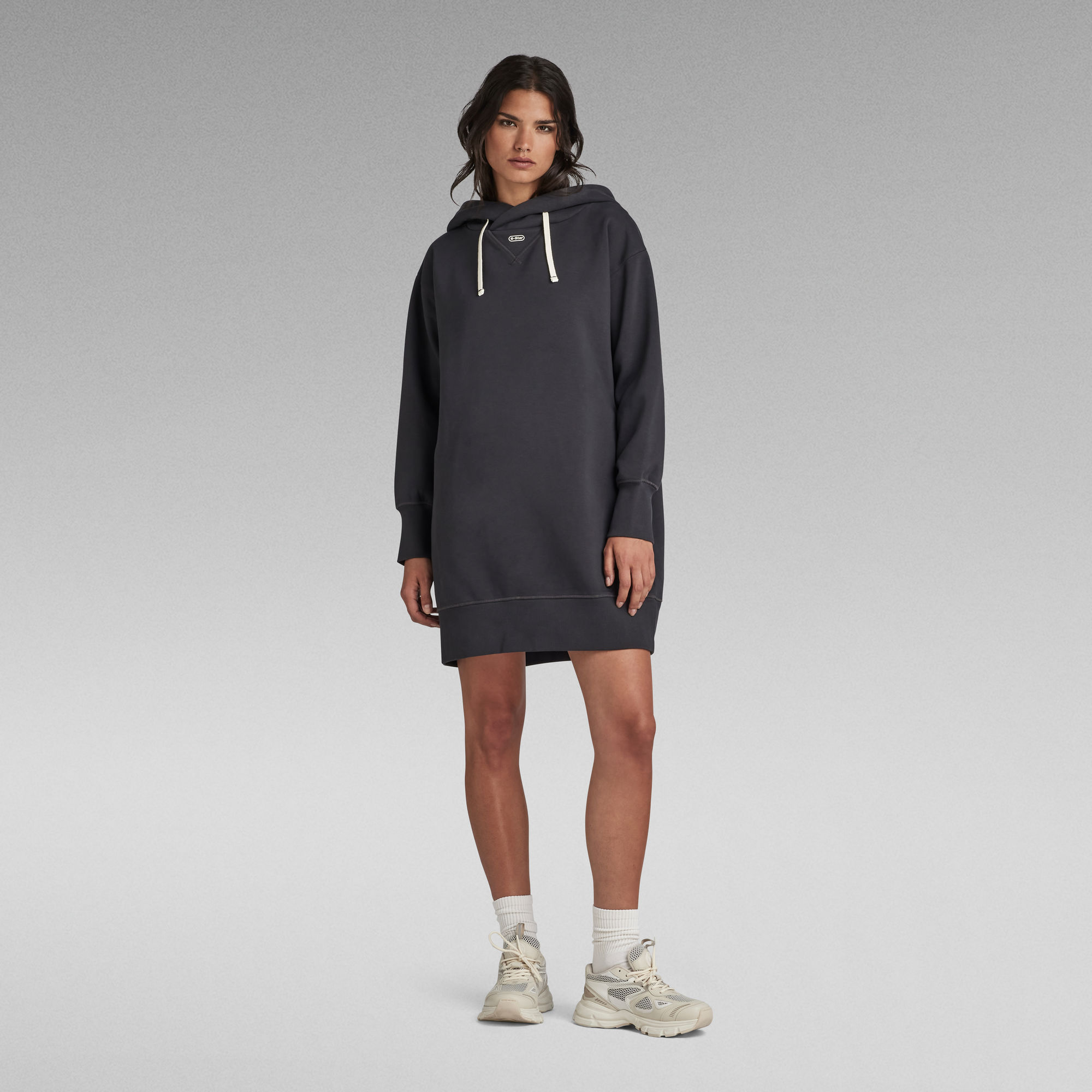 

Hooded Sweat Dress Loose - Grey - Women