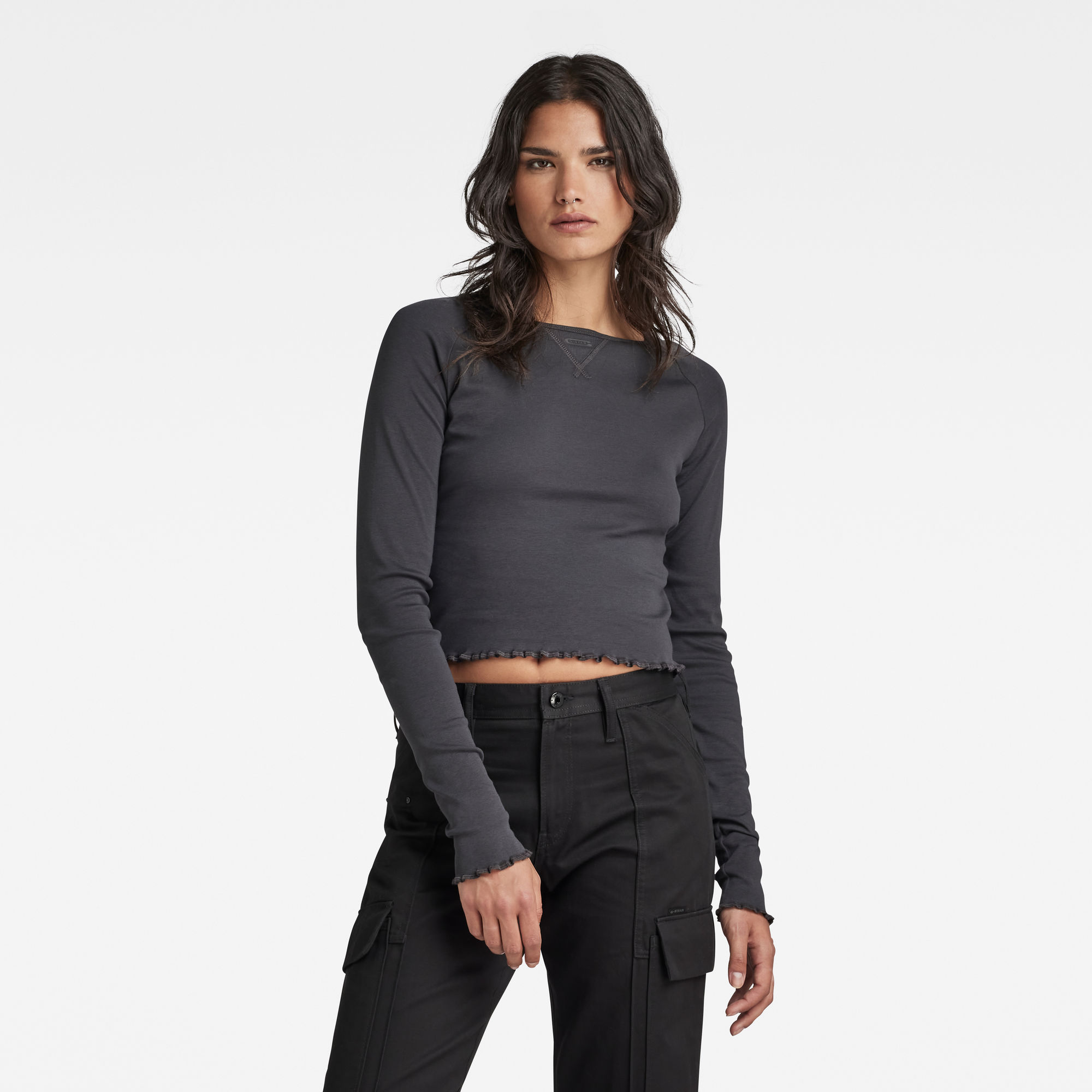 

Cropped Baby Sister Raglan Top - Grau - Damen