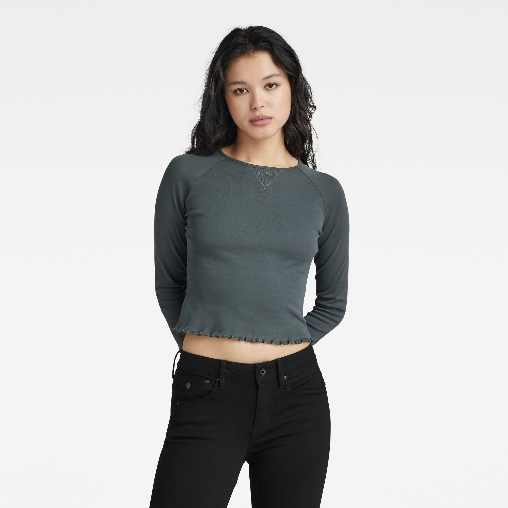 

Cropped Baby Sister Raglan Top - Grau - Damen