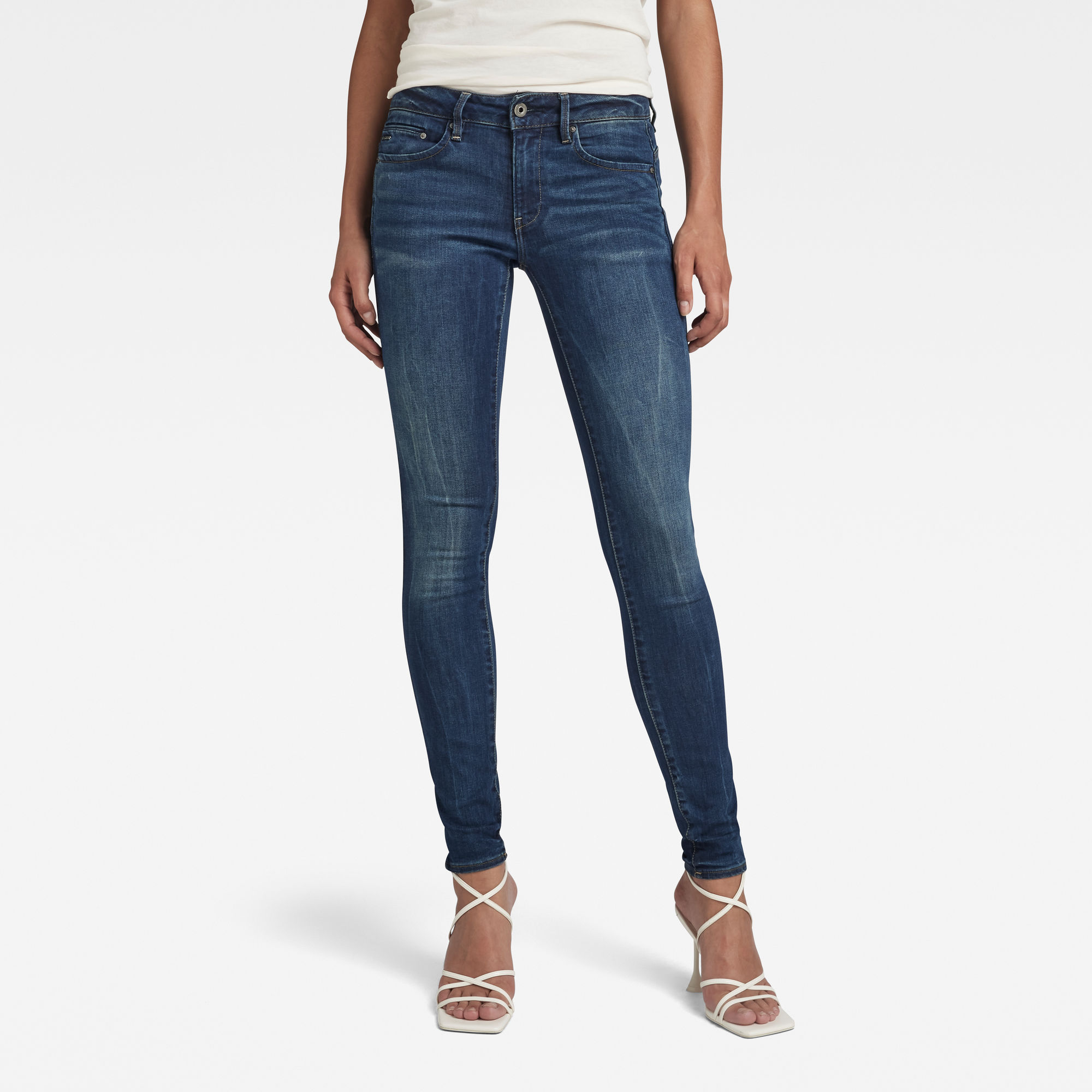 

Midge Zip Mid-Waist Skinny Jeans - Donkerblauw - Dames