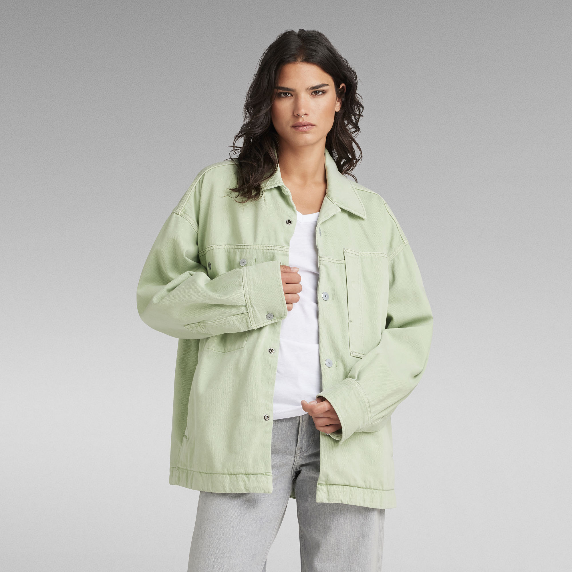 

Oversized Loose Shirt - Green - Women