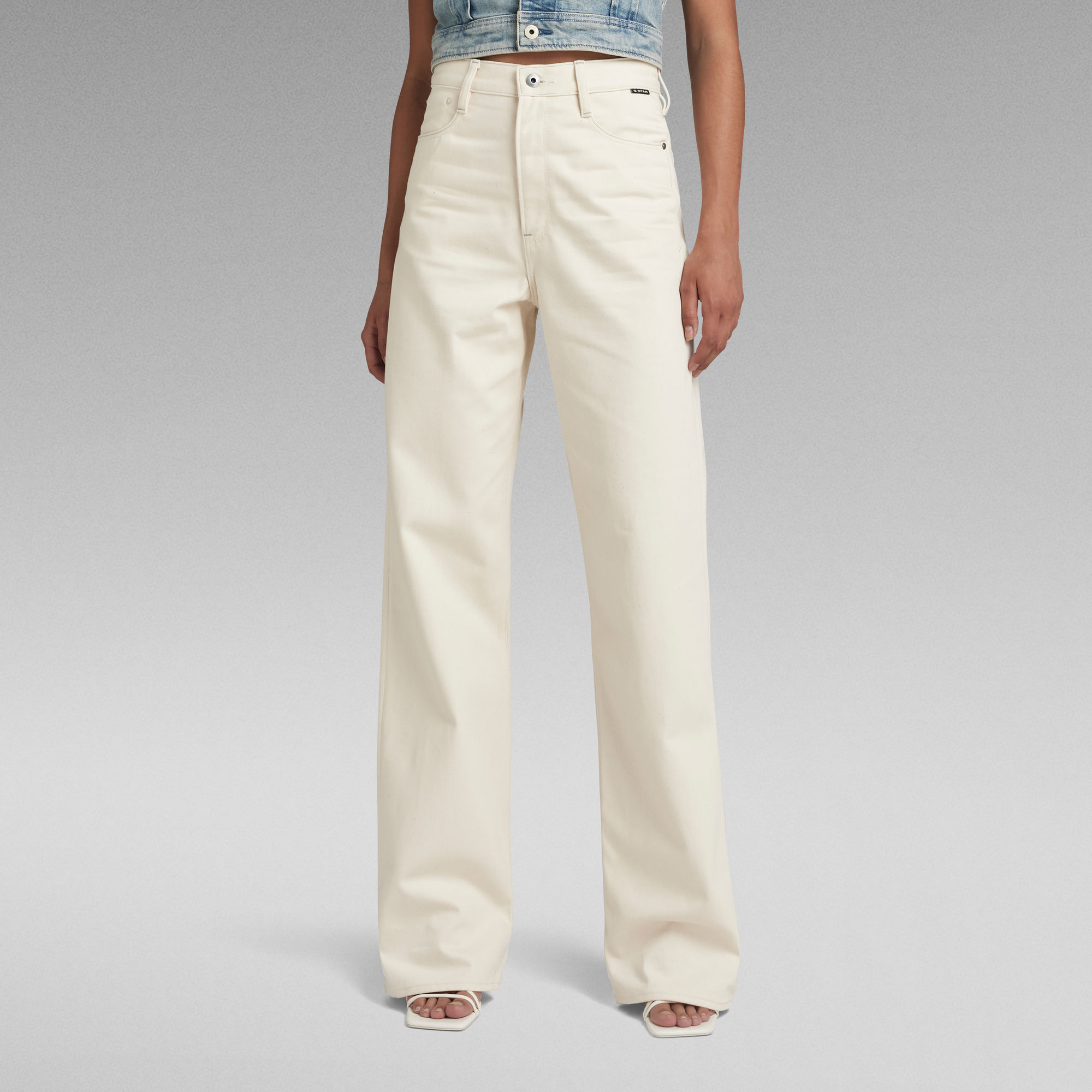 

Stray Ultra High Loose Contrast Jeans - White - Women