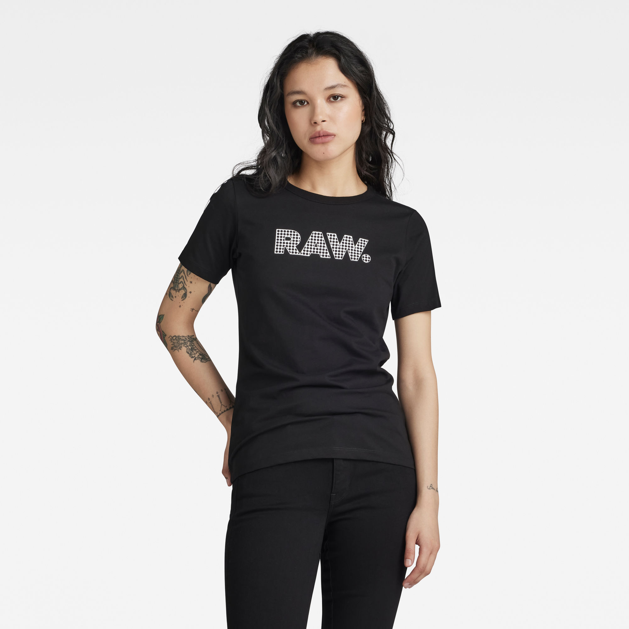 

Anglaise Graphic RAW Top - Schwarz - Damen