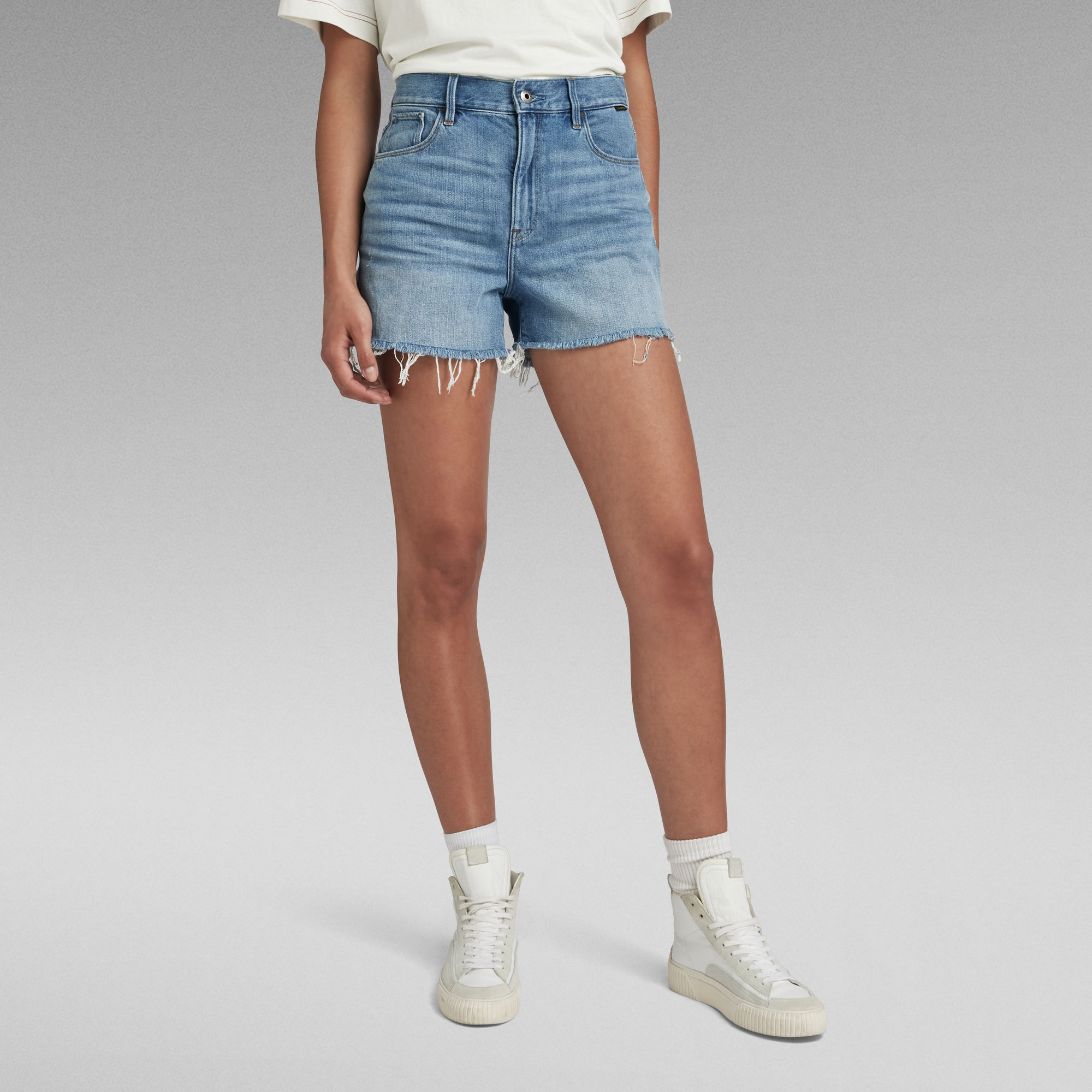 

3301 Ripped Shorts - Medium blue - Women