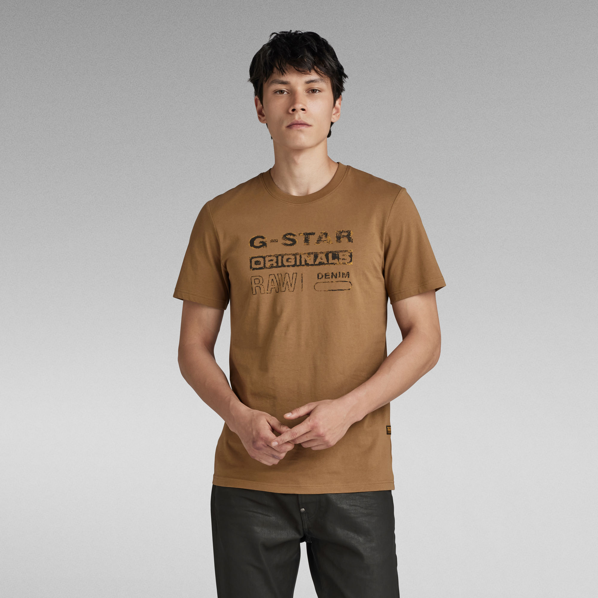 G-Star RAW Distressed Originals Slim T-Shirt Bruin Heren