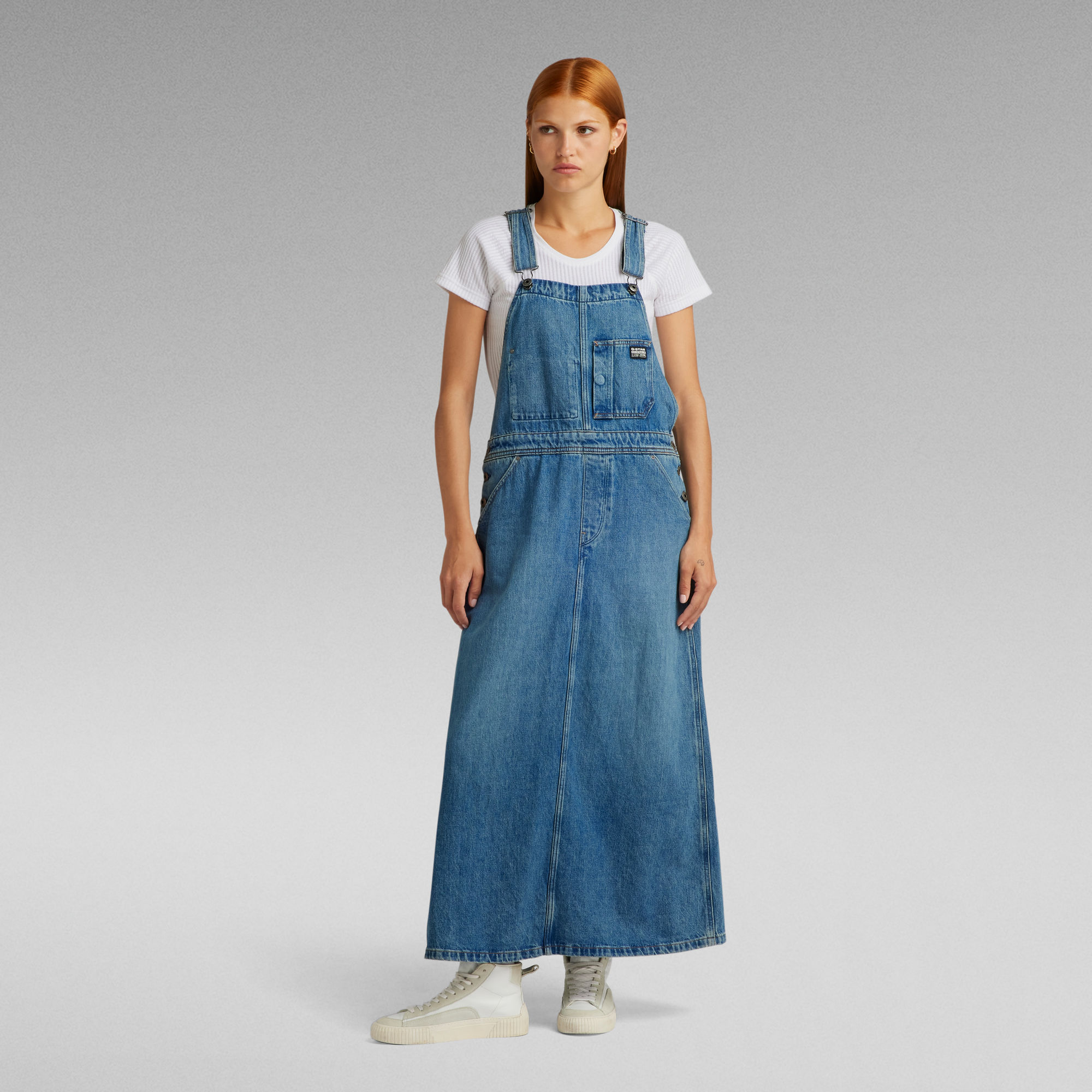 Dungaree Kleid - Mittelblau - Damen