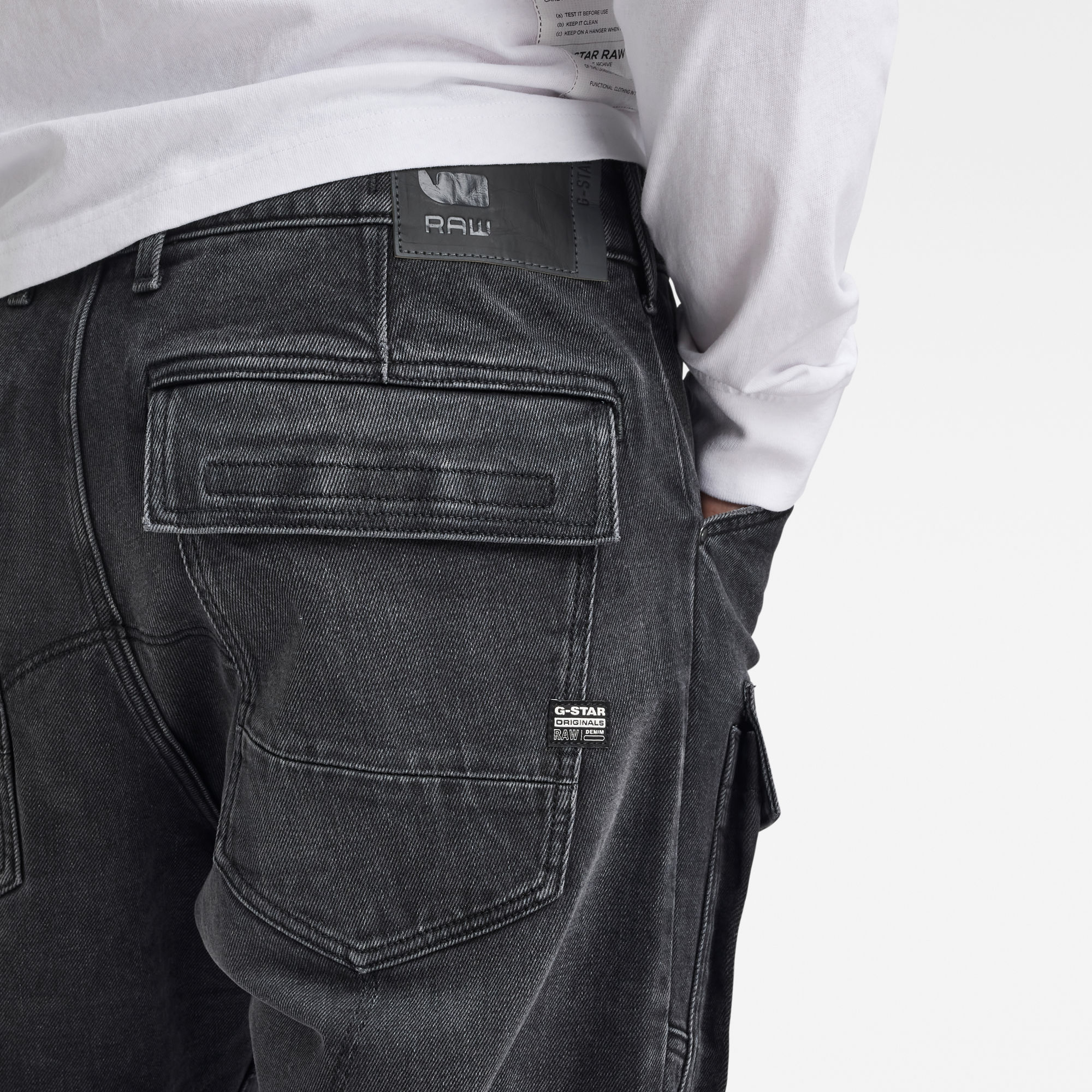 G-Star RAW 3D Straight Tapered Denim Cargo Broek Zwart Heren