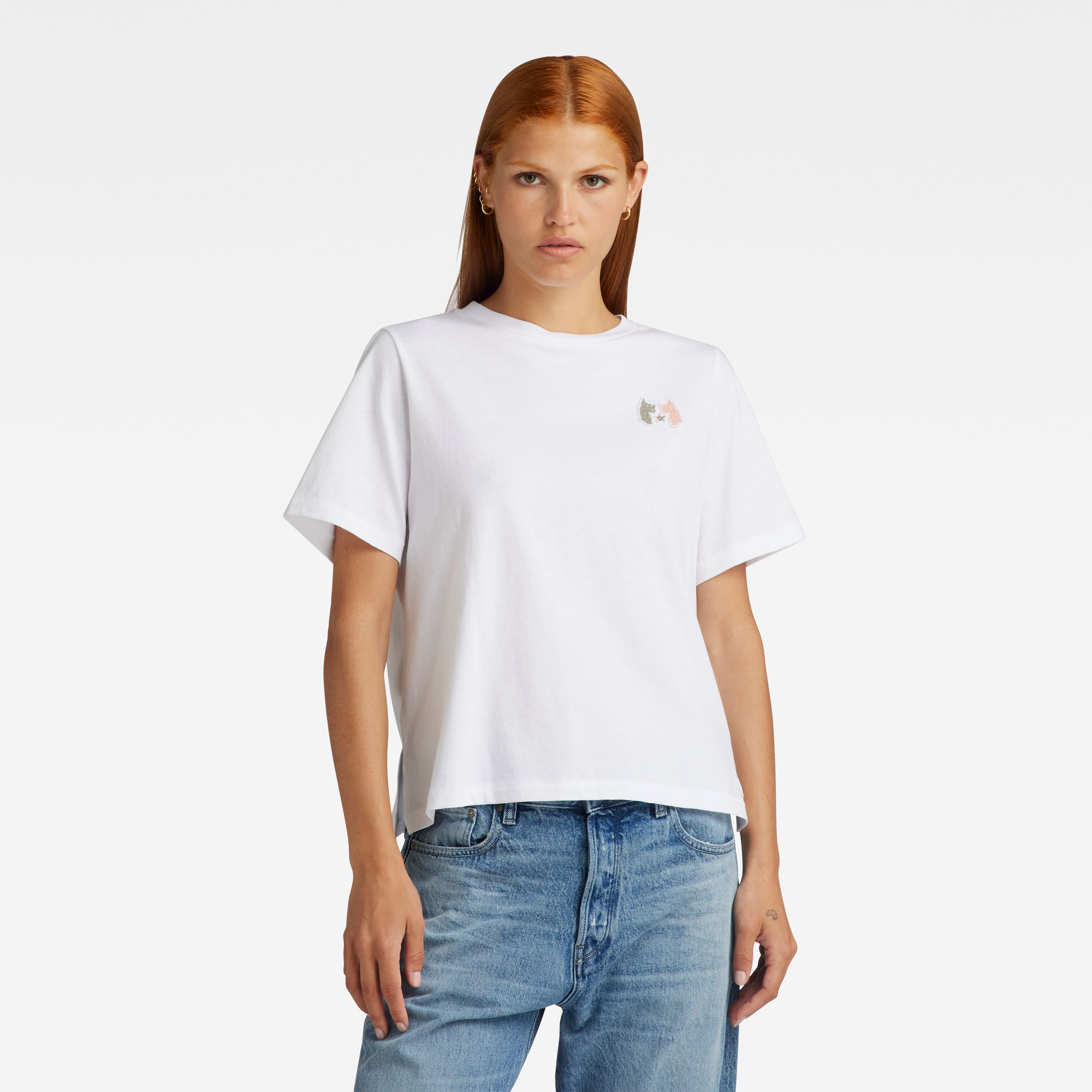 

G-Na Badge Boxy Top - Wit - Dames