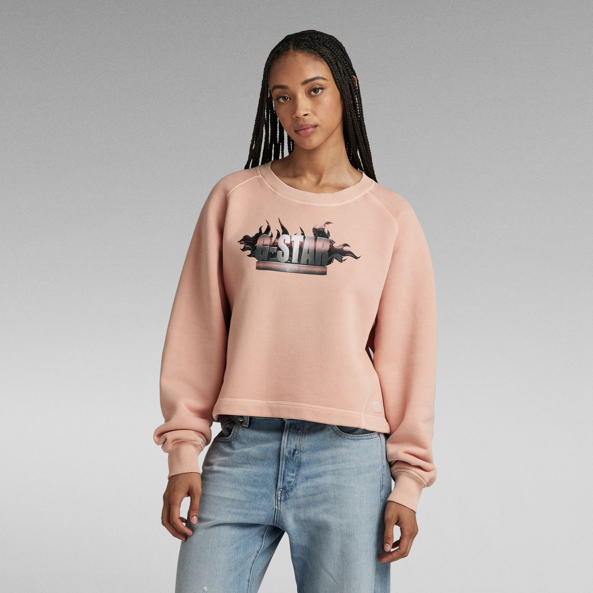 G-Star RAW Overdyed Merch Loose Sweater Roze Dames