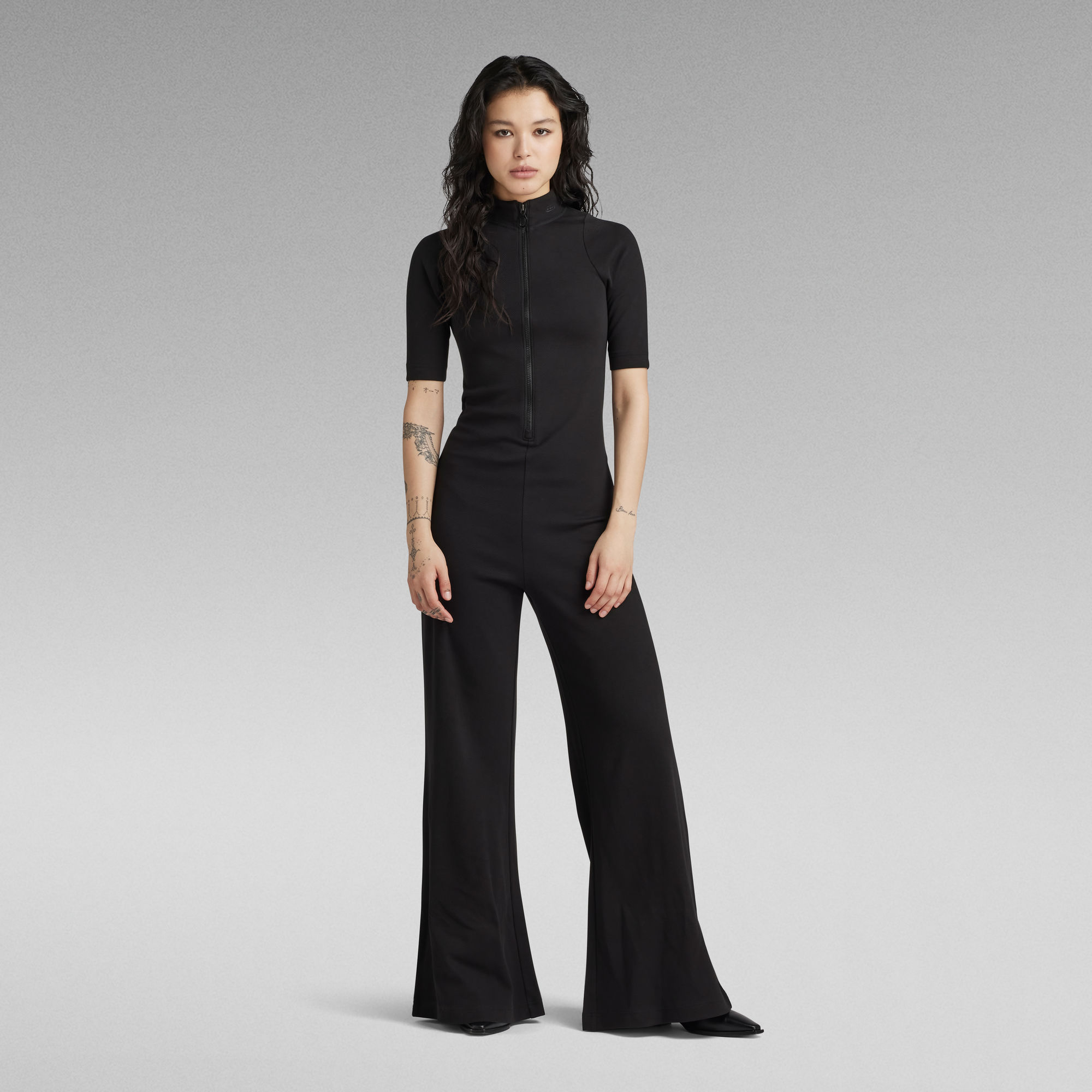 Wide Leg Jumpsuit - Schwarz - Damen