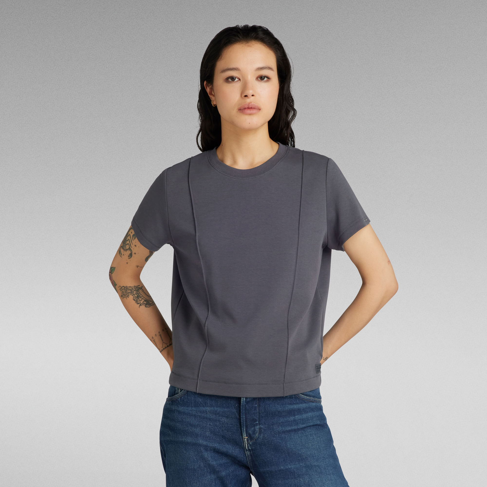 G-Star RAW Pintucked Tapered Top Grijs Dames