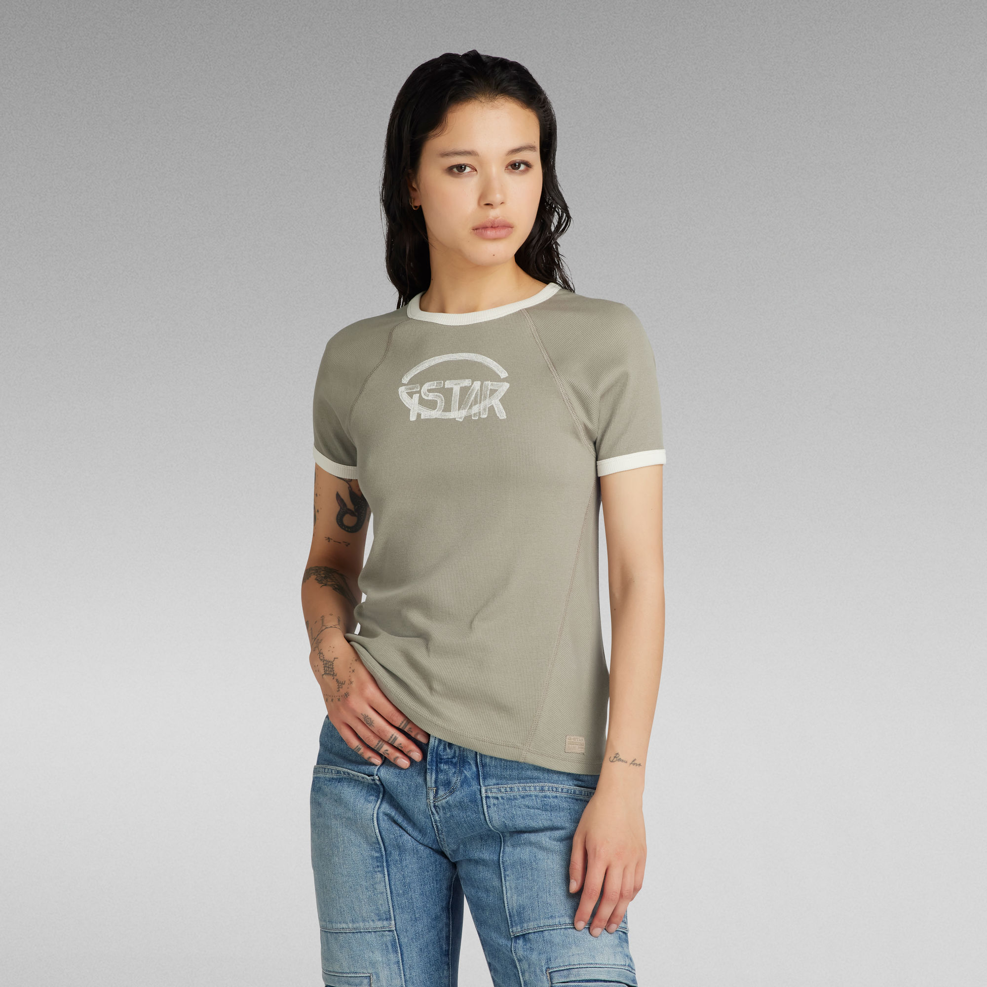 G-Star Raw T-shirt met labelprint model 'Army Ringer'