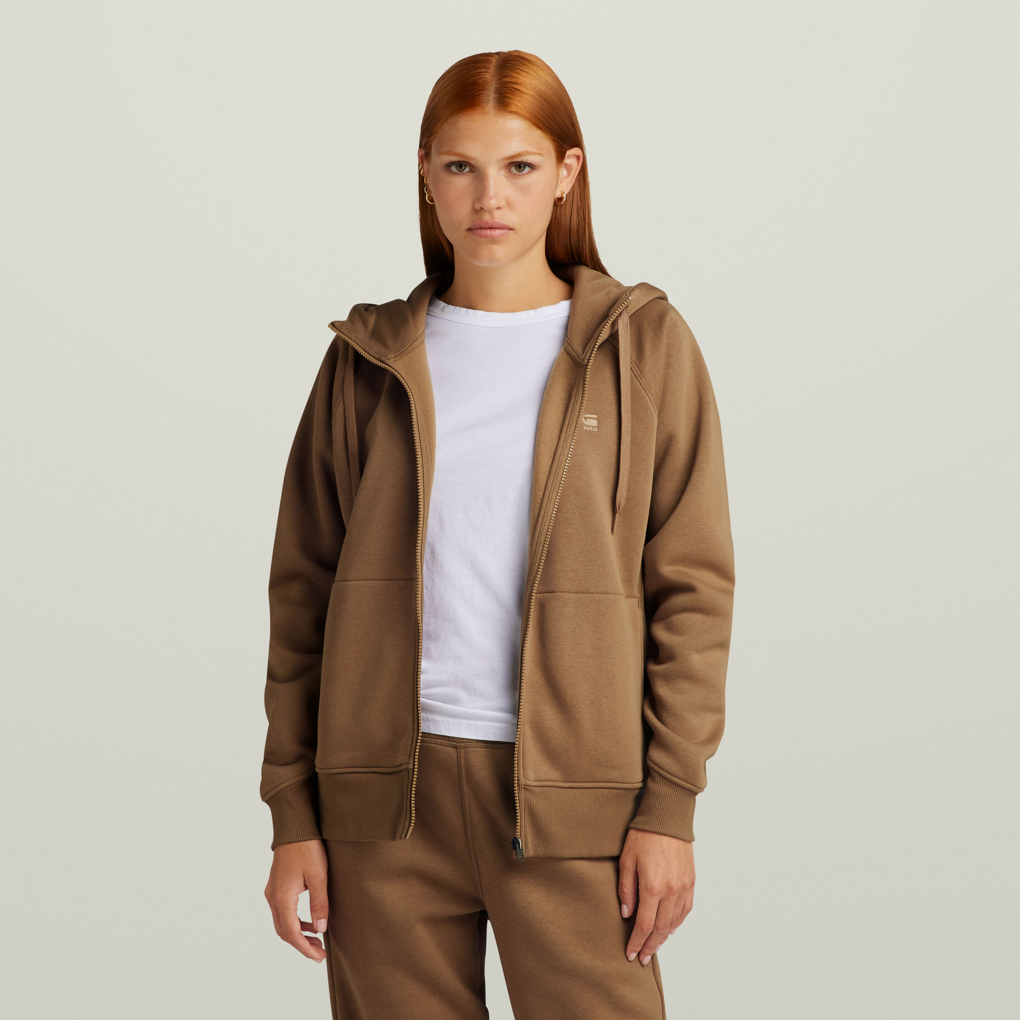 

Premium Core 2.1 Hooded Zip Thru Sweater - Beige - Women