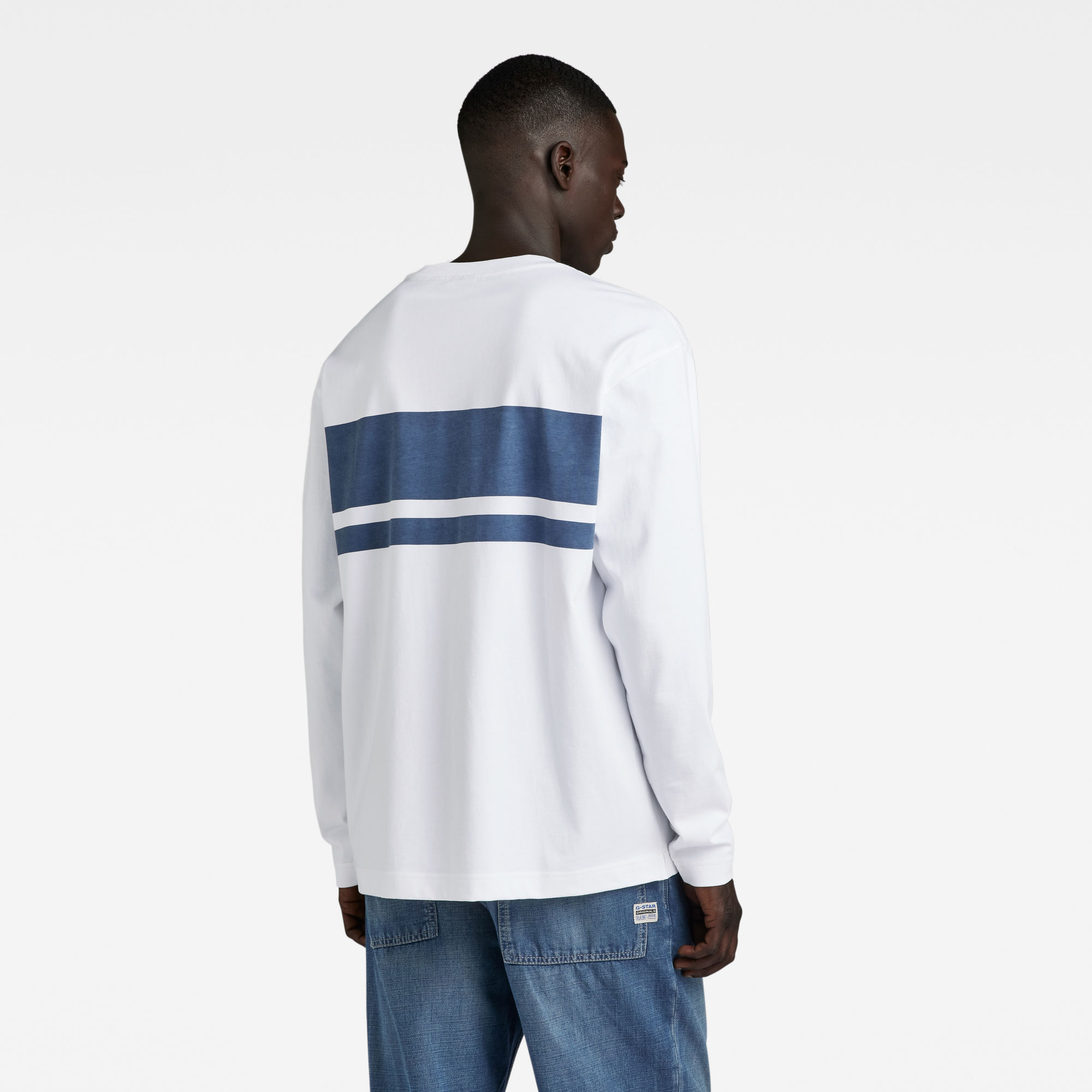 G-Star RAW Placed Stripe Boxy T-Shirt Wit Heren