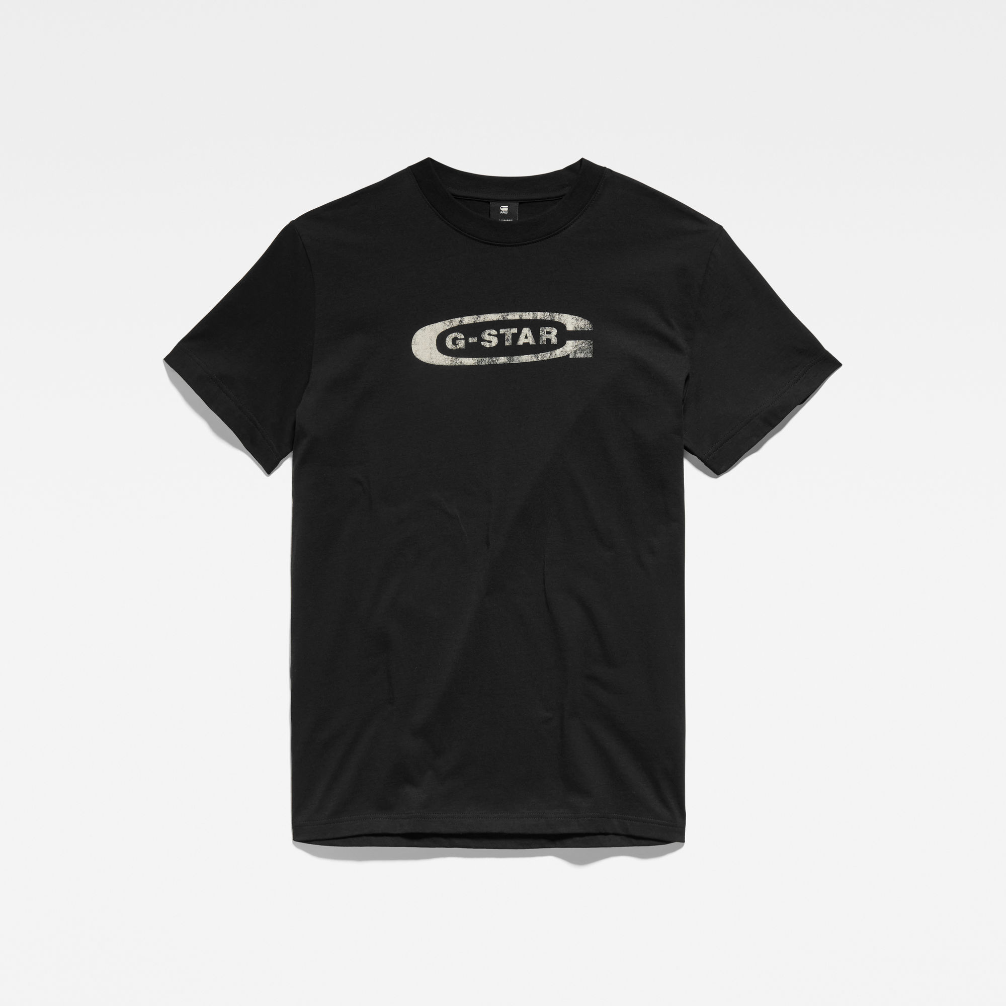 G-Star RAW Distressed Old School Logo T-Shirt Zwart Heren