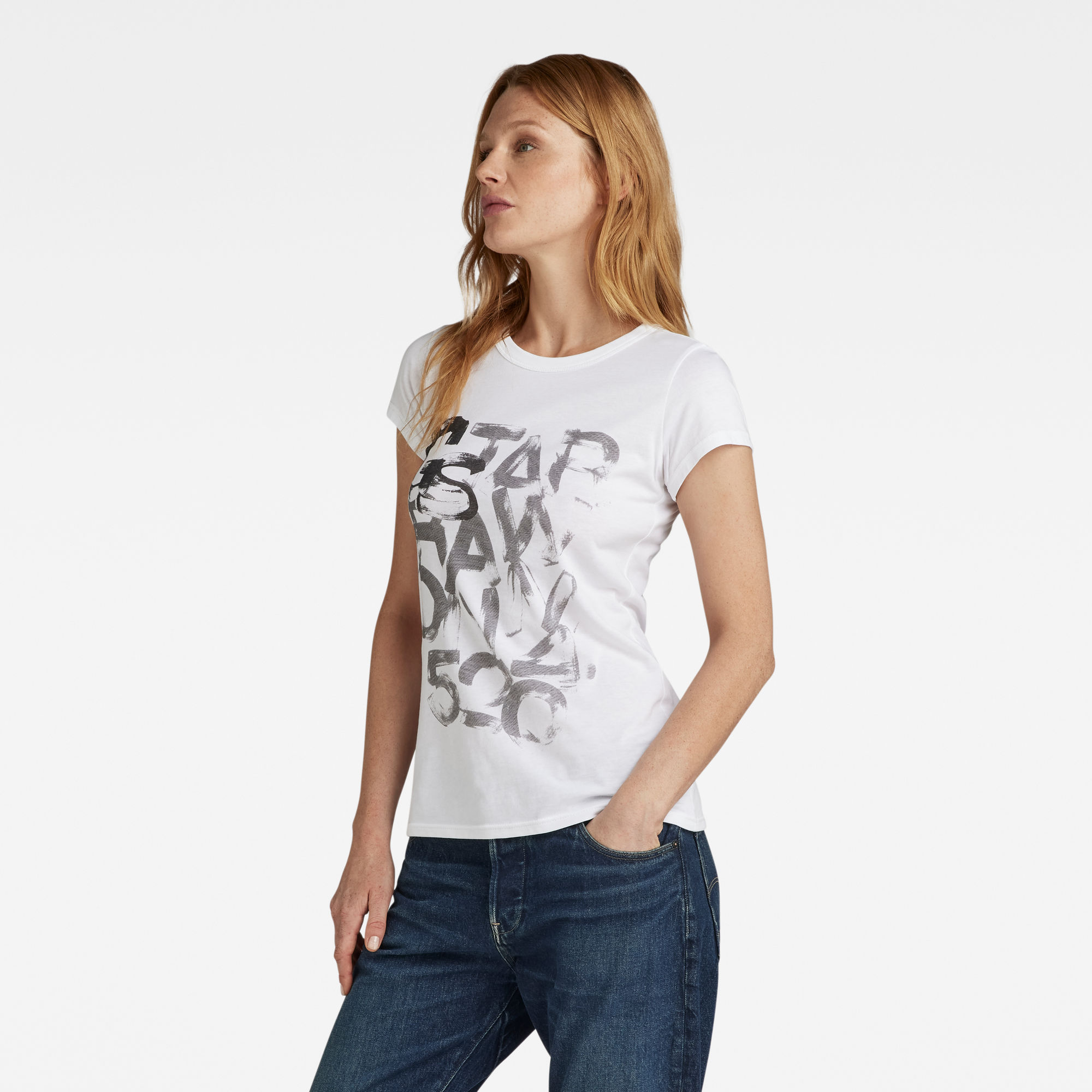 G-Star RAW Graphic 2 Slim Top Wit Dames