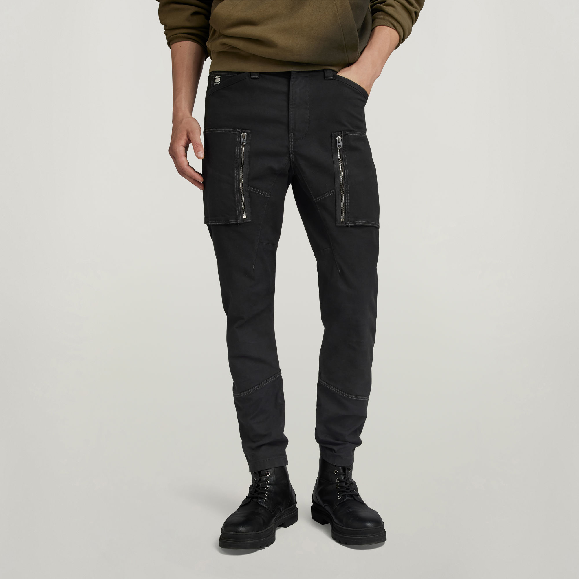 

Zip Pocket 3D Skinny Cargo Broek - Zwart - Heren