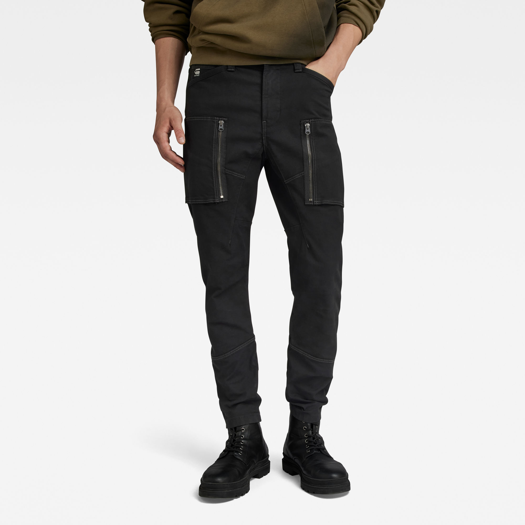 

Zip Pocket 3D Skinny Cargo Broek - Zwart - Heren