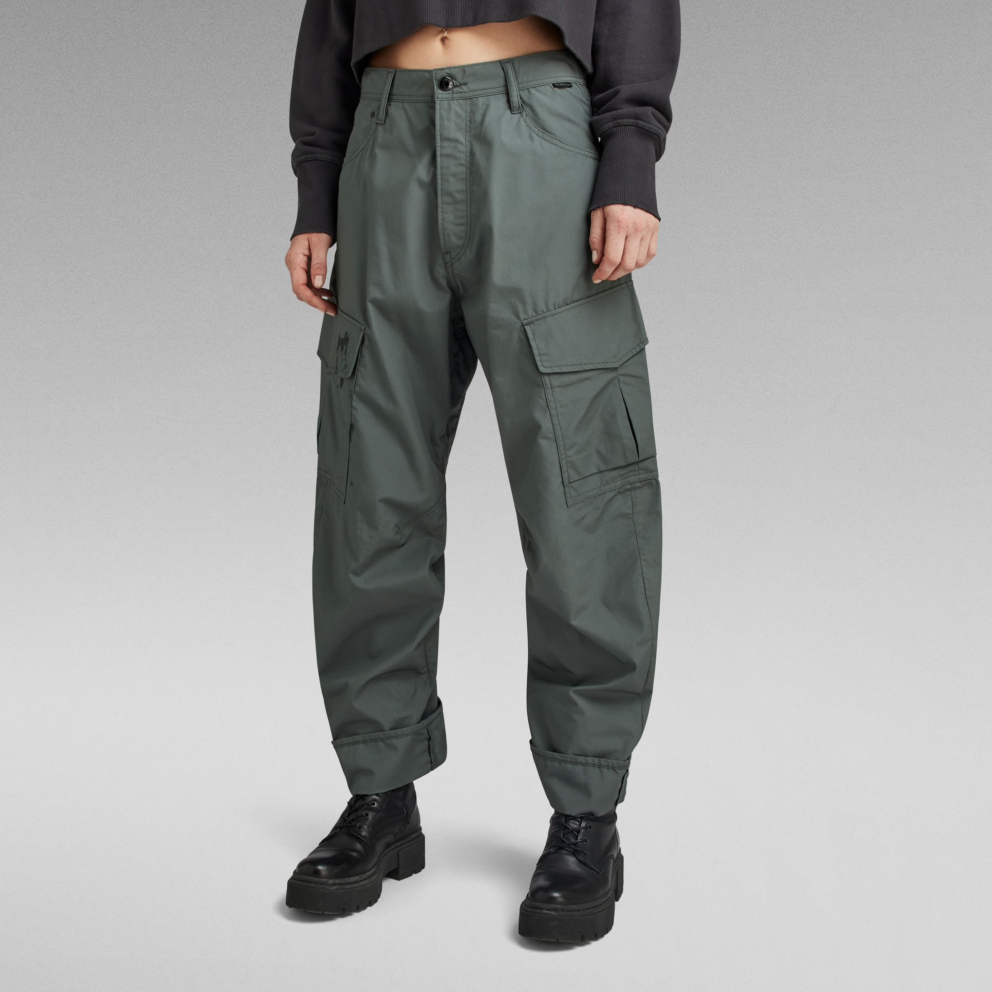 

Cargo 3D Boyfriend Pants - Grey - Women