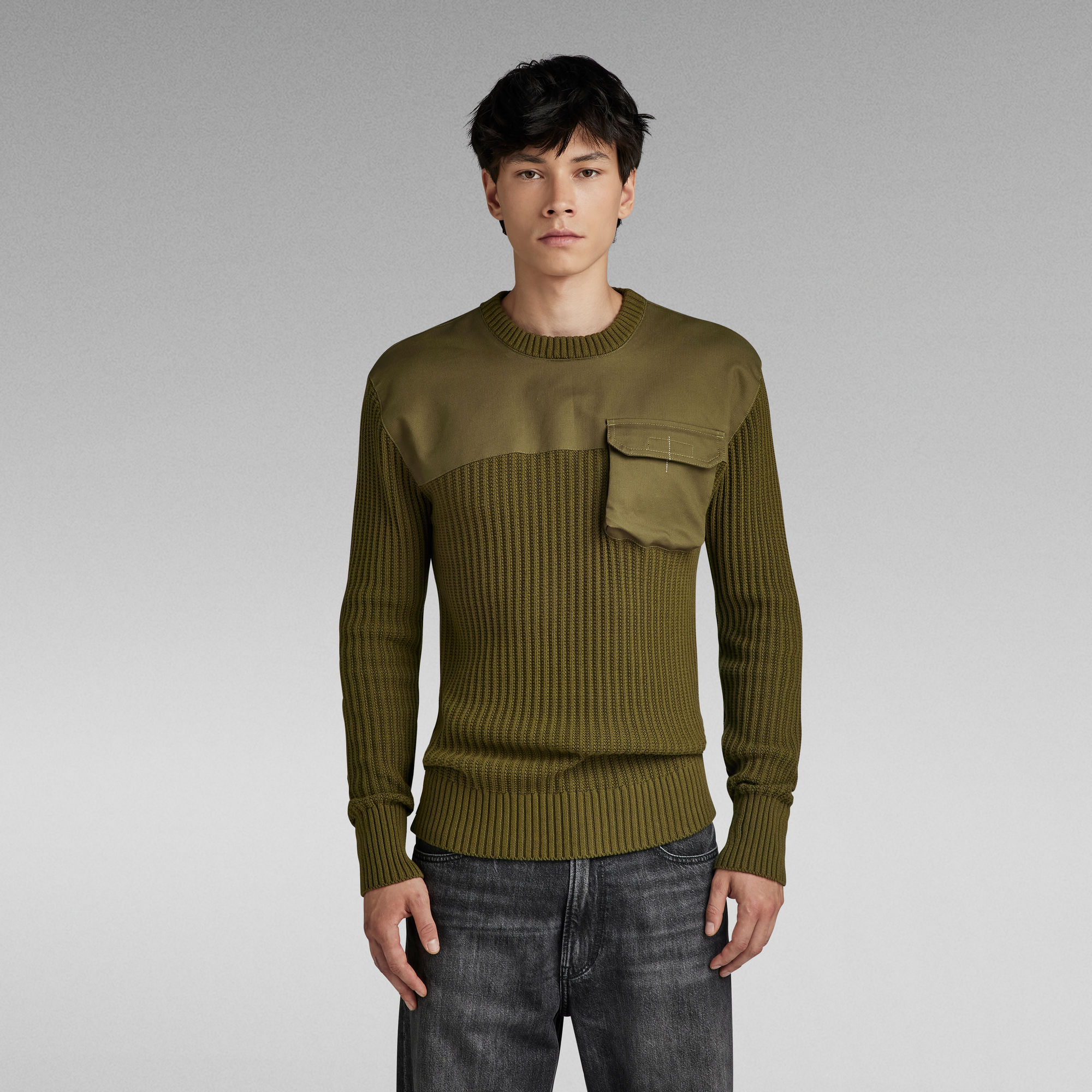 Army Knitted Pullover - Grün - Herren