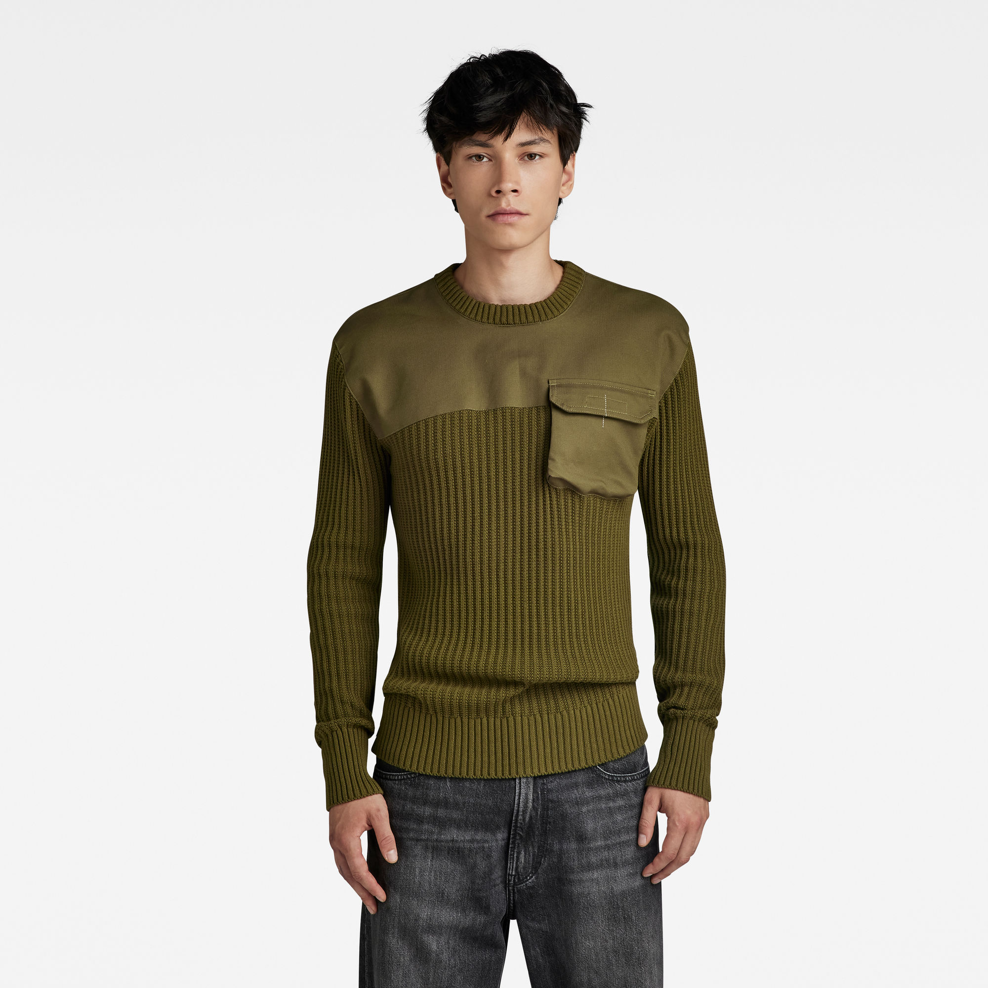 

Army Knitted Sweater - Green - Men