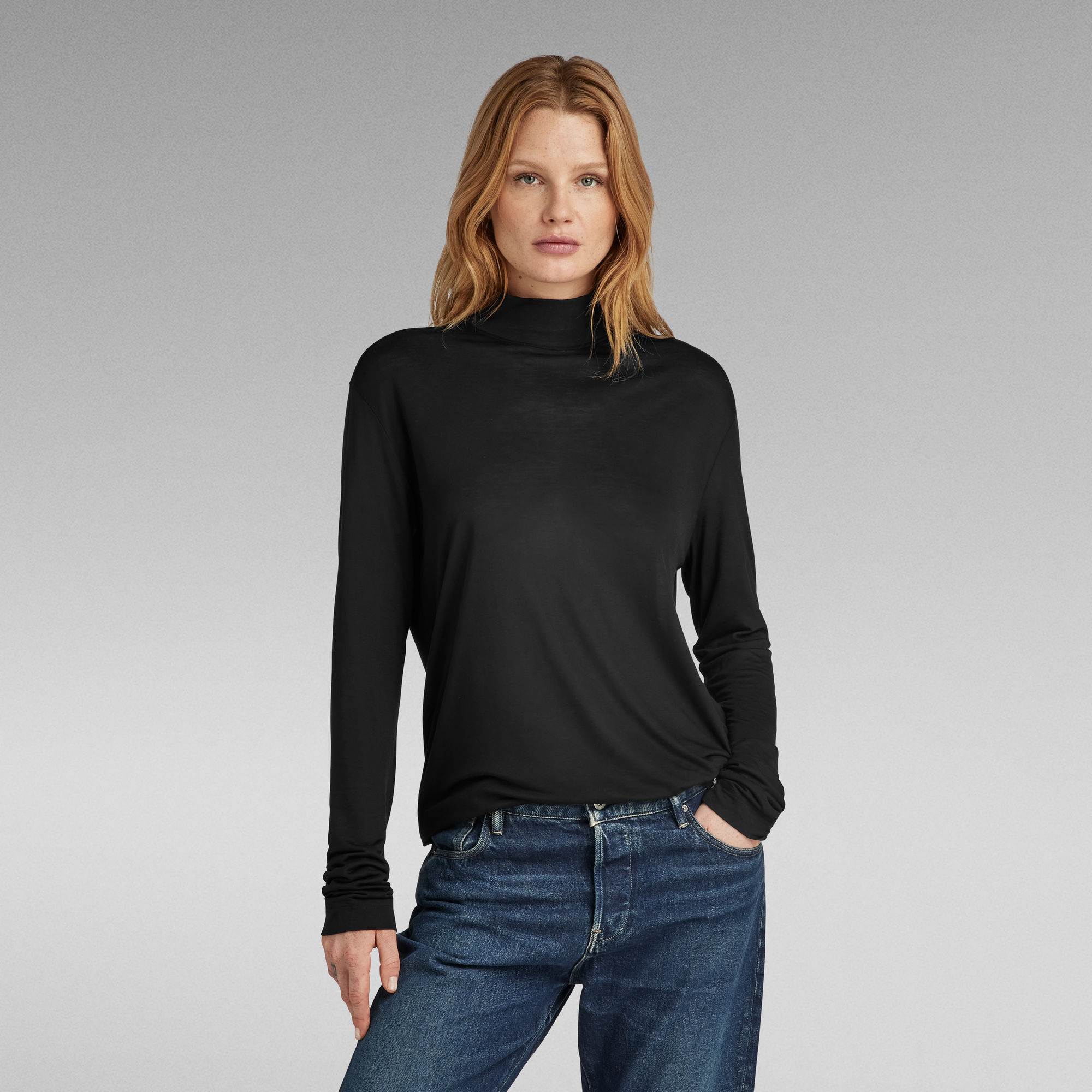 

Essential Mock Loose Top - Black - Women