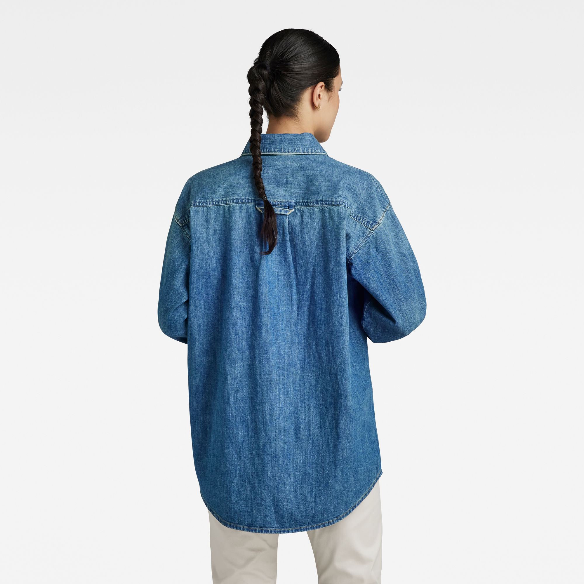 G-Star RAW Relaxed Denim Shirt Pocketless Midden blauw Dames