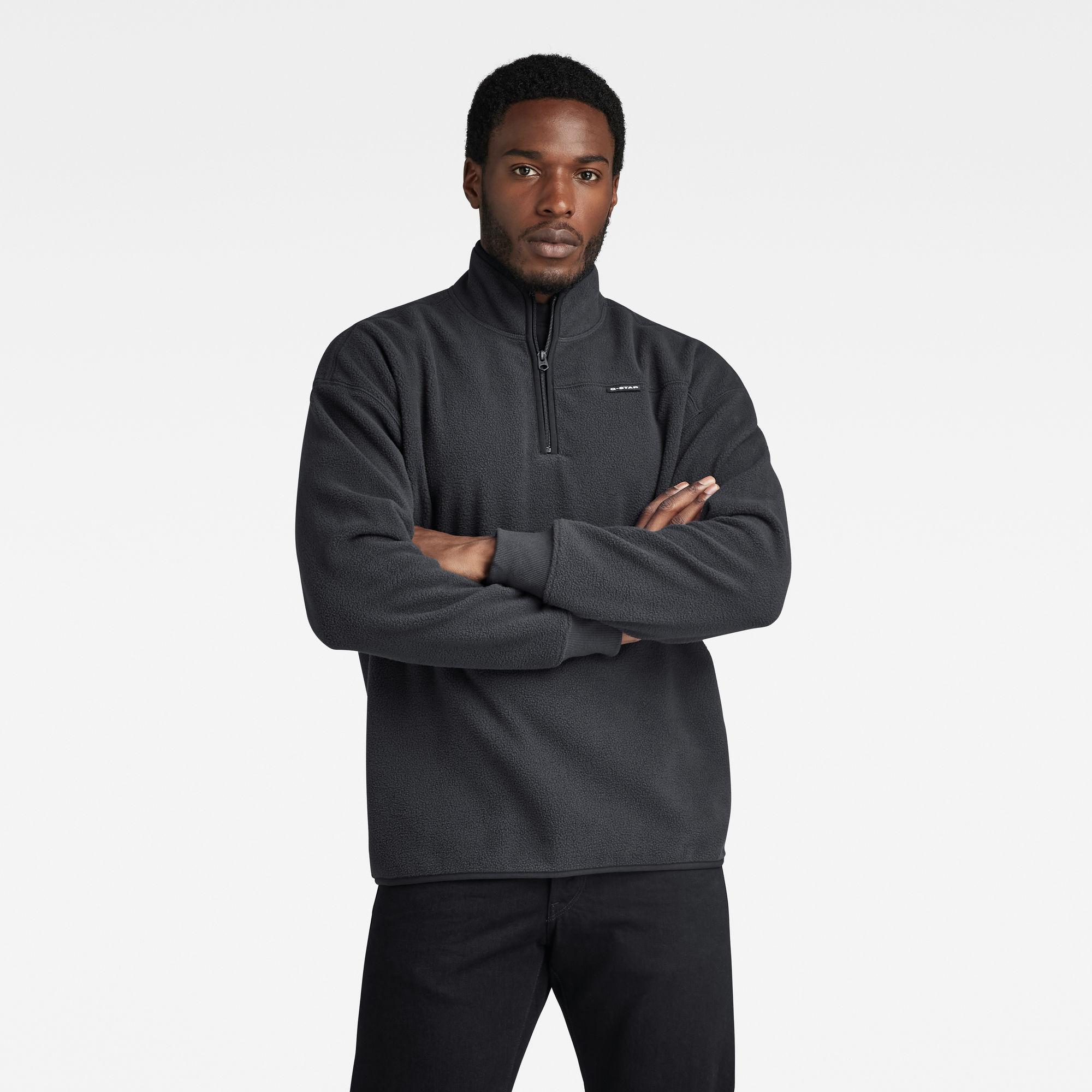 

Fleece Half Zip Loose Sweater - Grijs - Heren