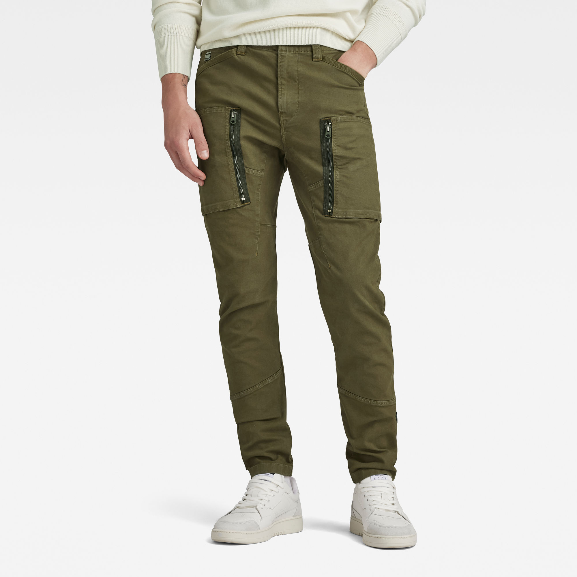 

Zip Pocket 3D Skinny Cargo Pants - Green - Men