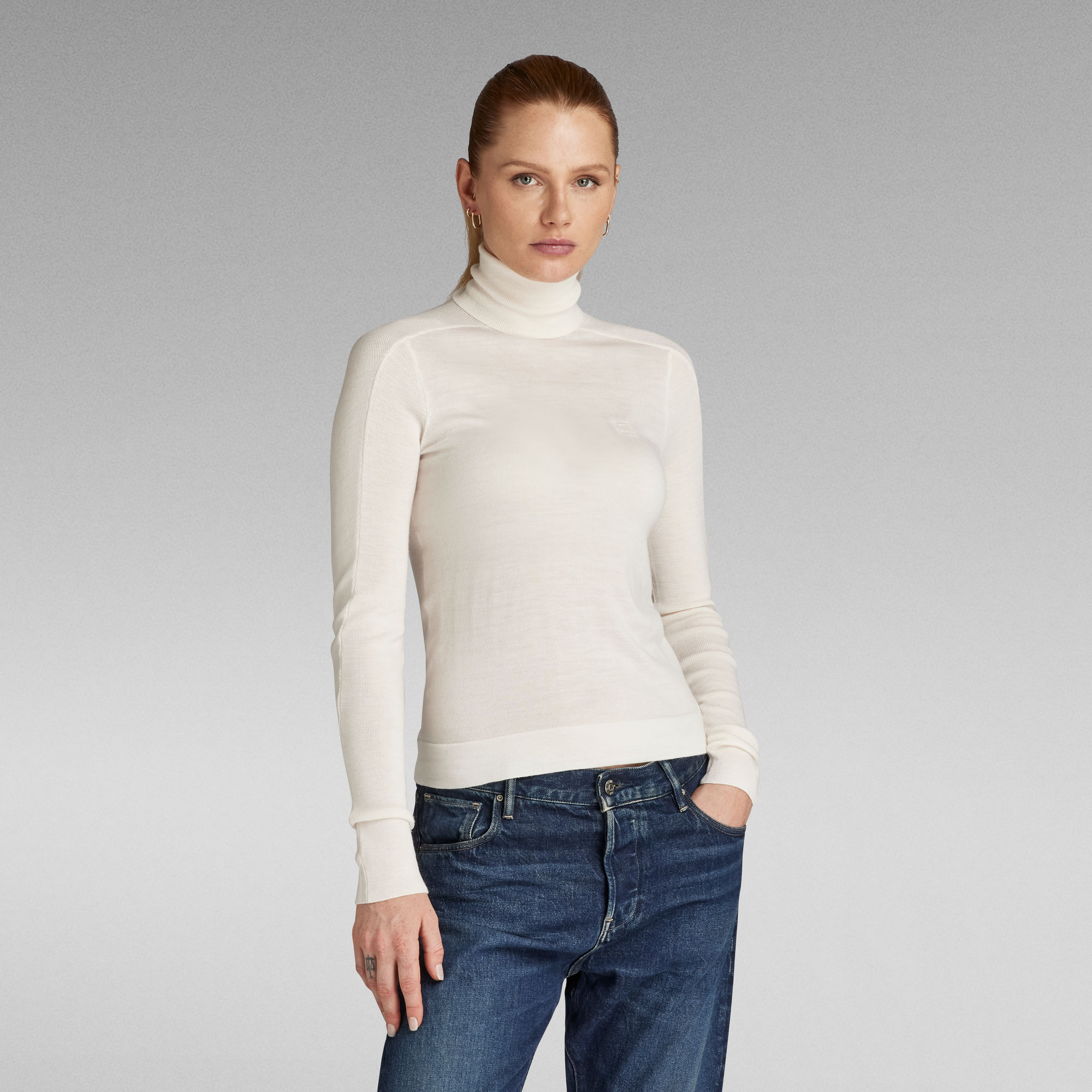 G-Star RAW Core Slim Gebreide Coltrui - Beige - Dames