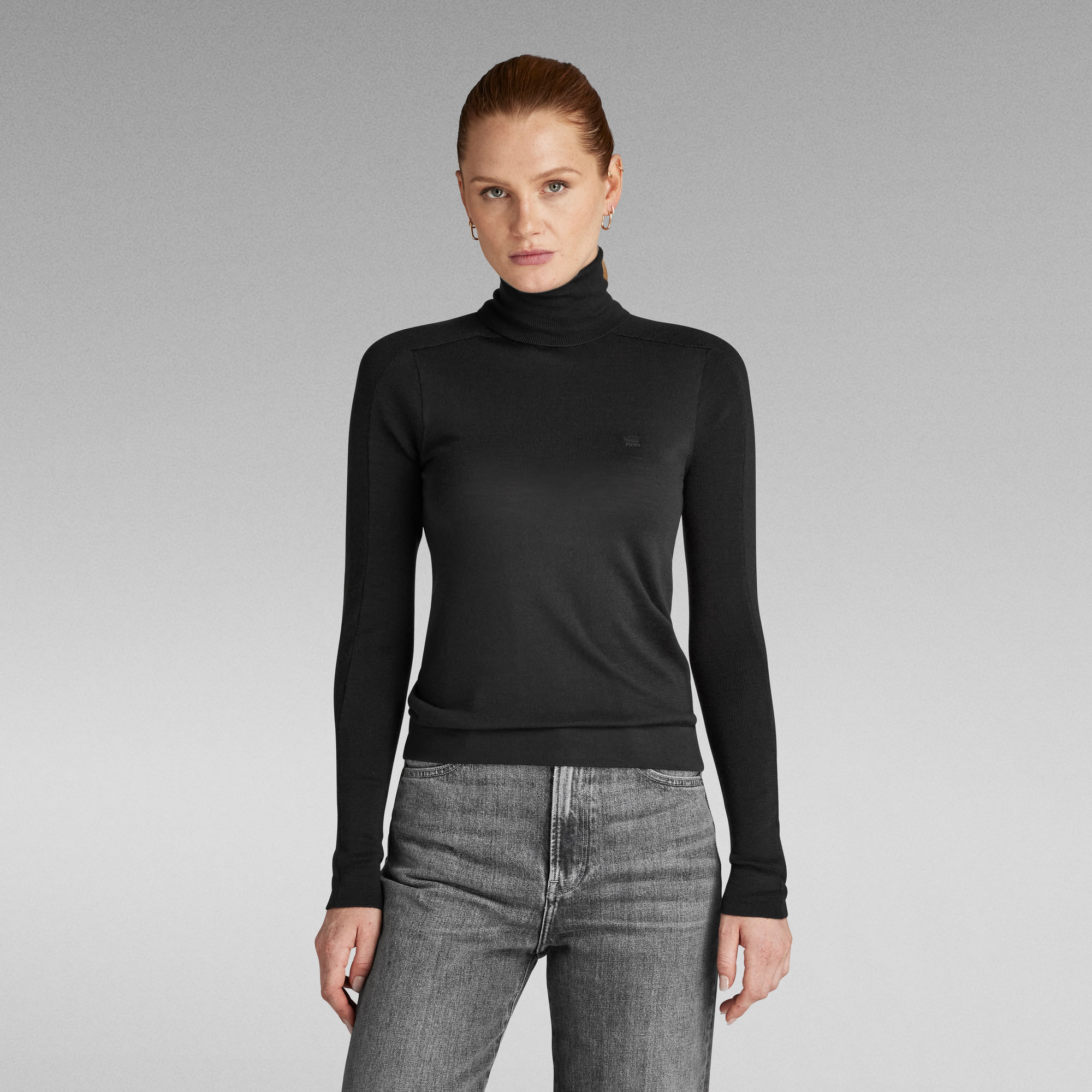 Core Slim Turtle Knit - Schwarz - Damen