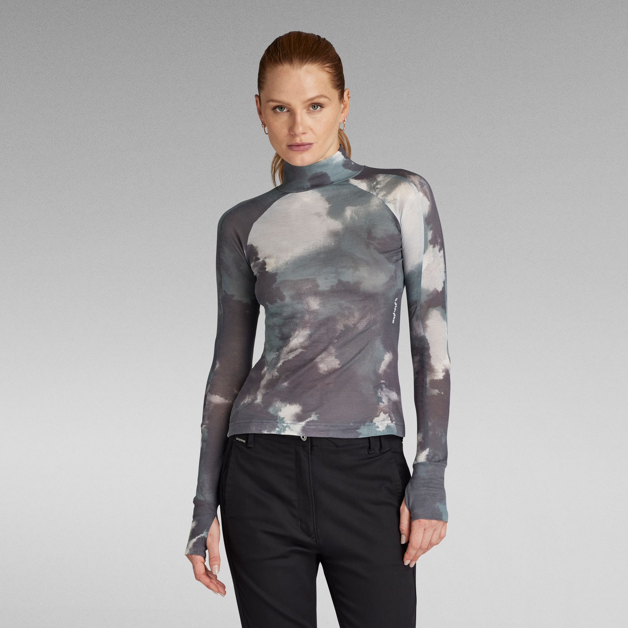 Blurry Camo Slim Mock Top - Mehrfarbig - Damen