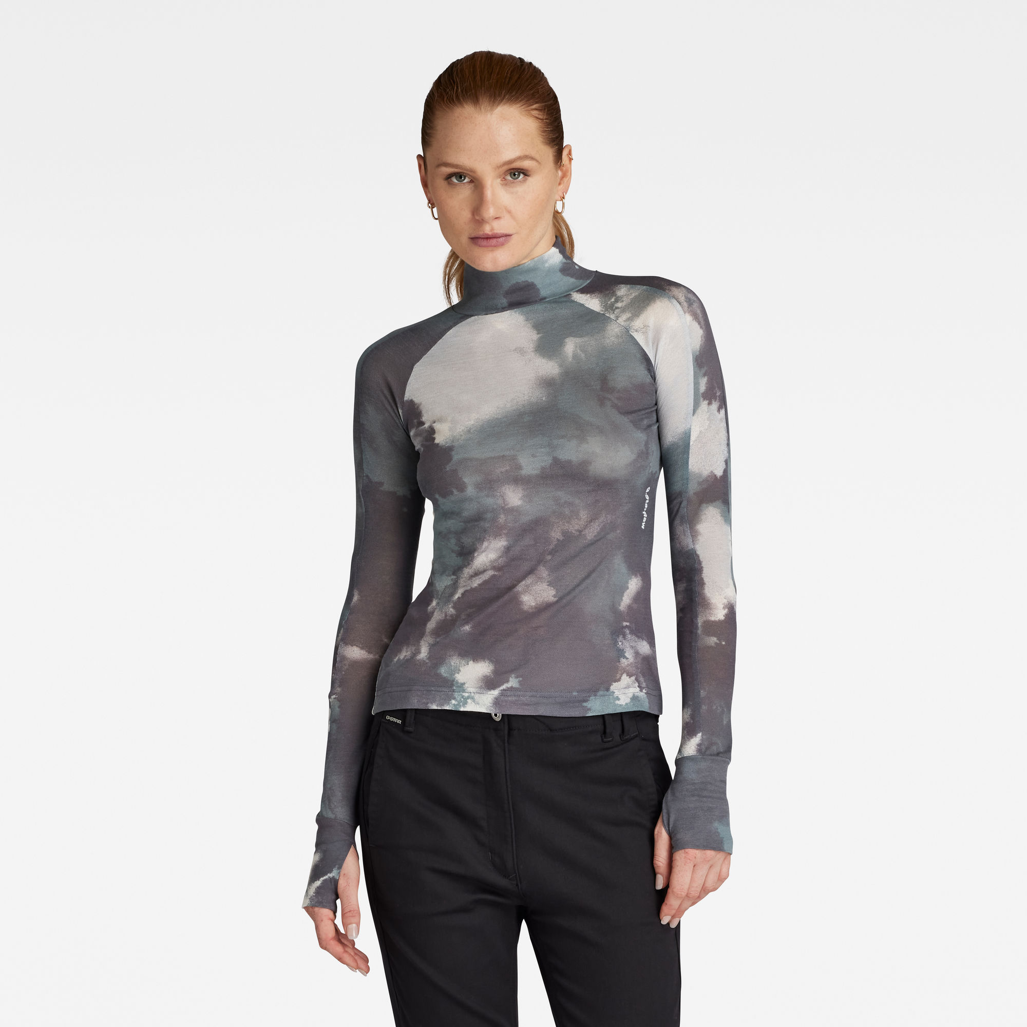 

Blurry Camo Slim Mock Top - Meerkleurig - Dames