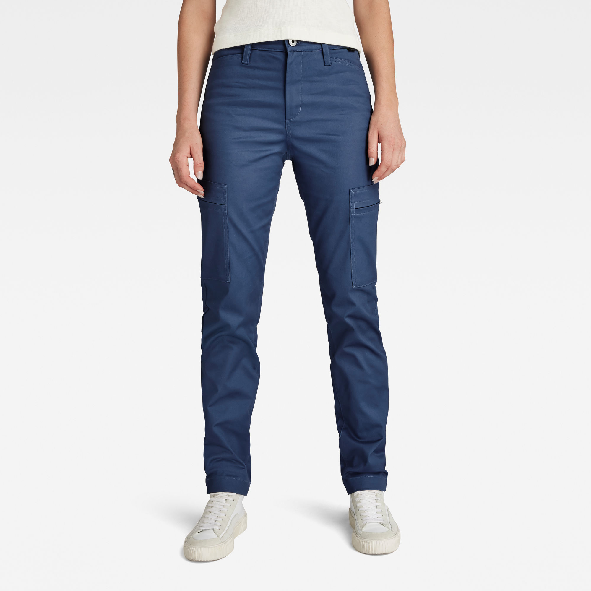 

Slim Cargo Broek - Midden blauw - Dames
