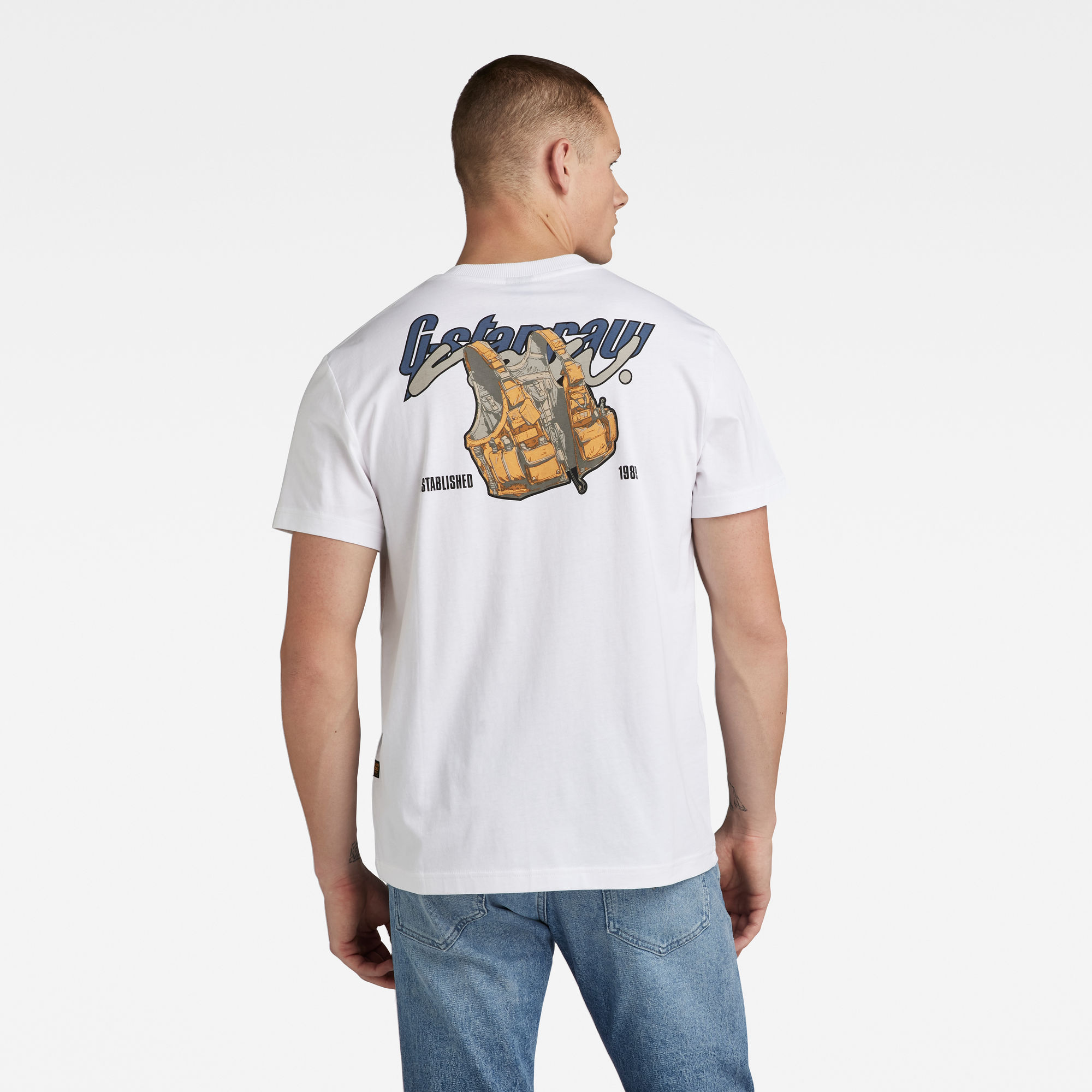 G-Star RAW Vest Back Graphic T-Shirt Wit Heren