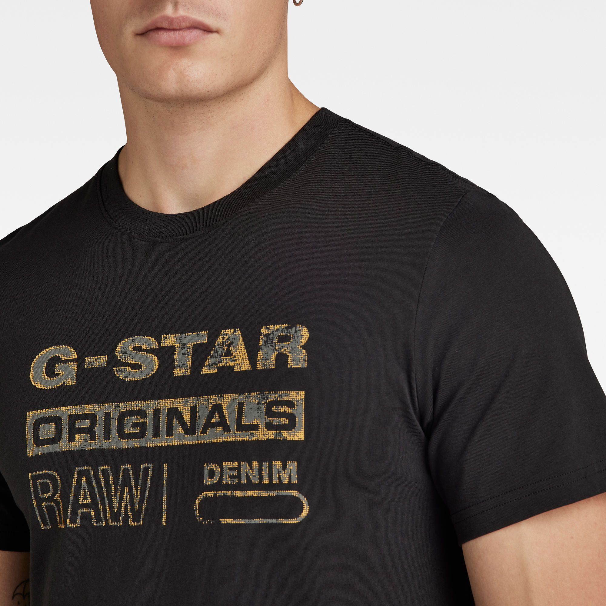 G-Star RAW Distressed Originals Slim T-Shirt Zwart Heren