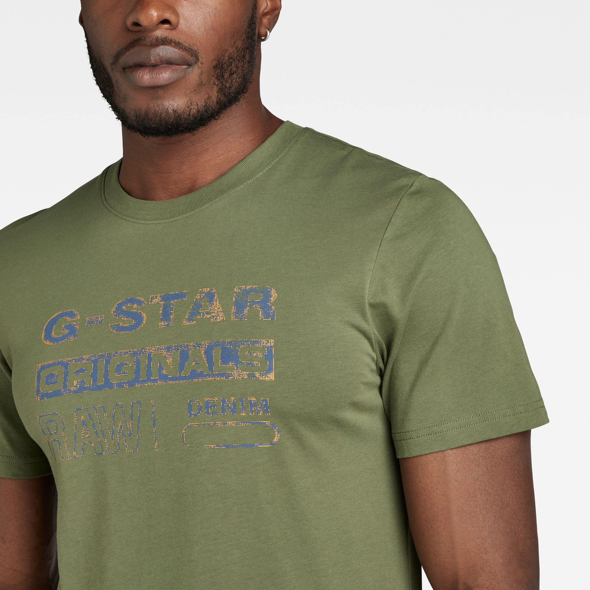 G-Star RAW Distressed Originals Slim T-Shirt Groen Heren