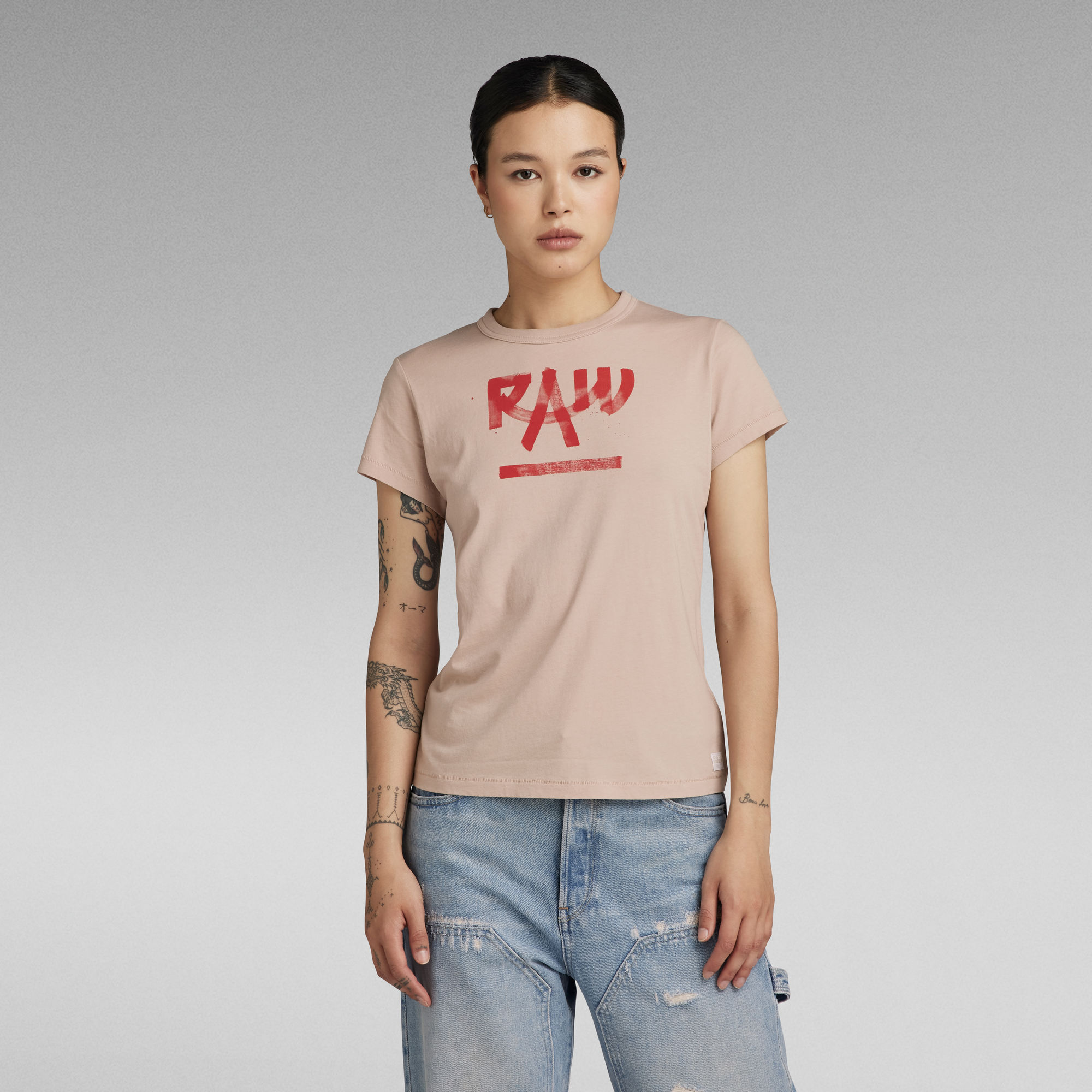 G-Star RAW Calligraphy Graphic Top Roze Dames