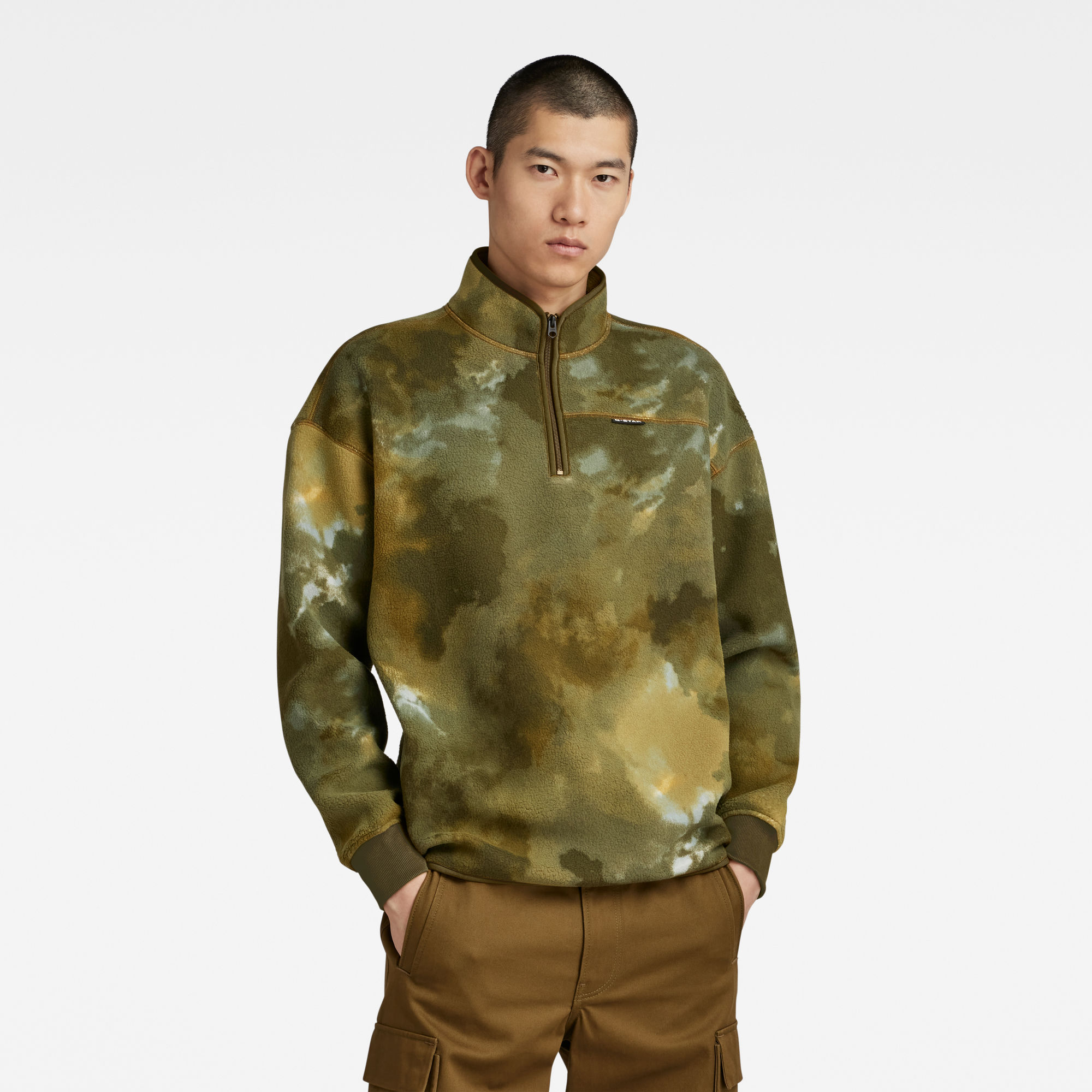 

Fleece Half Zip Loose Sweater - Multi color - Men
