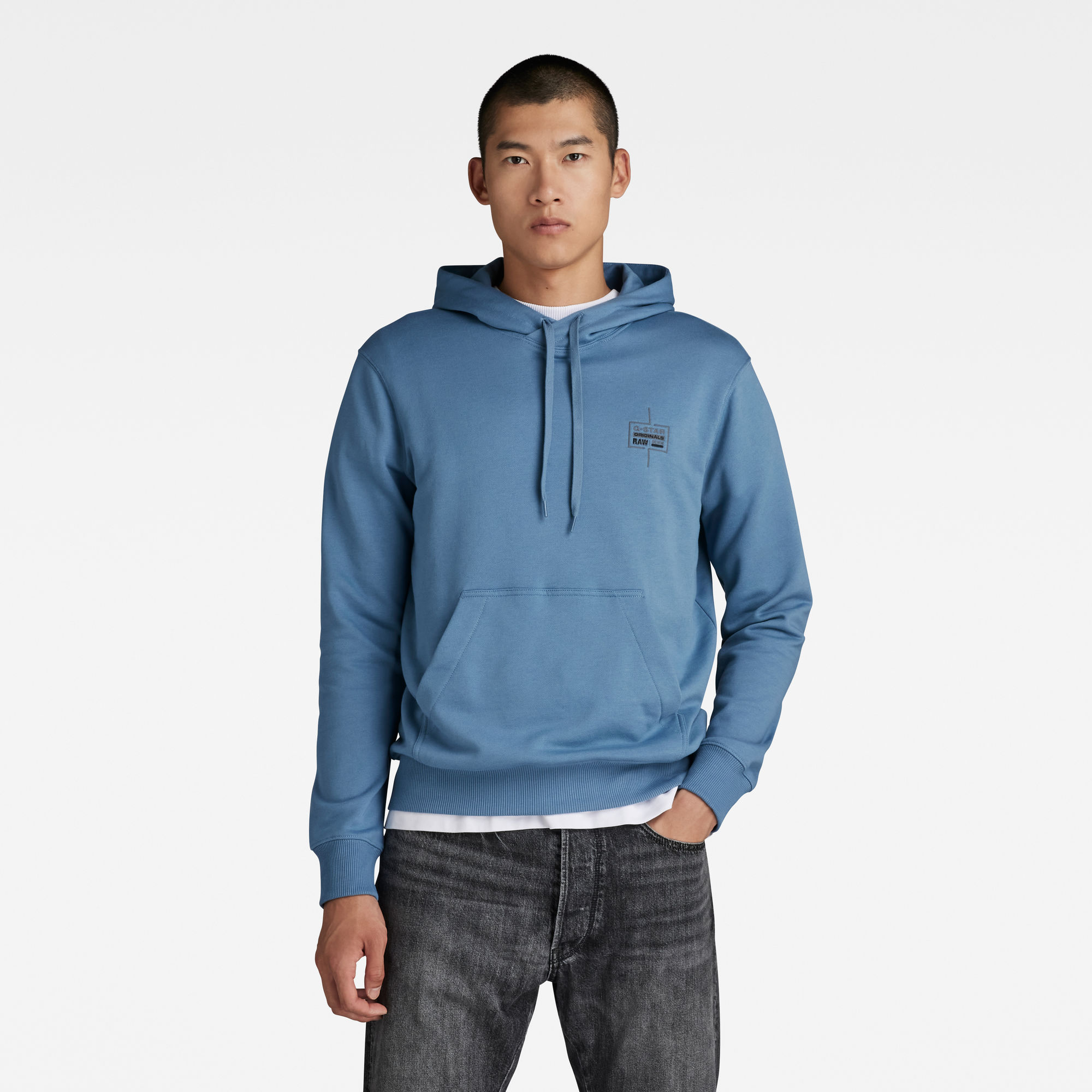 

Regular Hooded Sweater - Medium blue - Men
