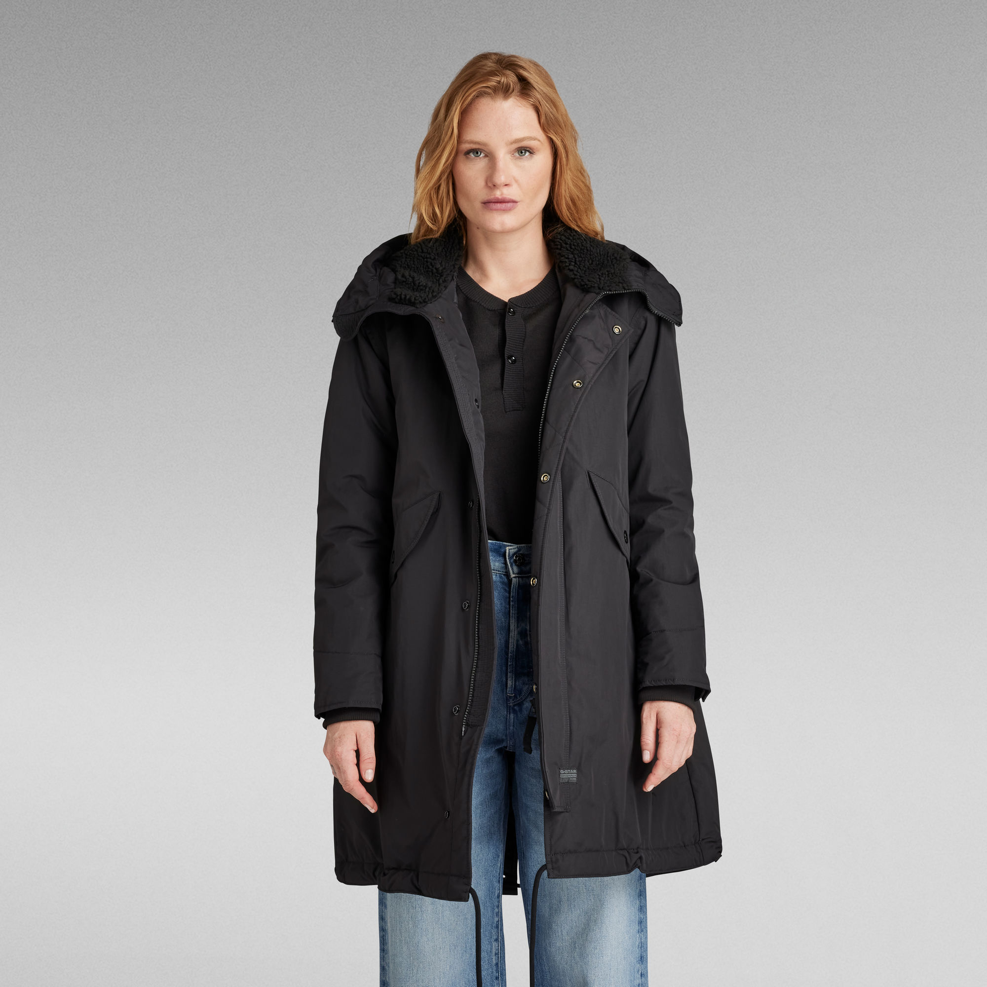 Hooded Fishtail Parka - Schwarz - Damen