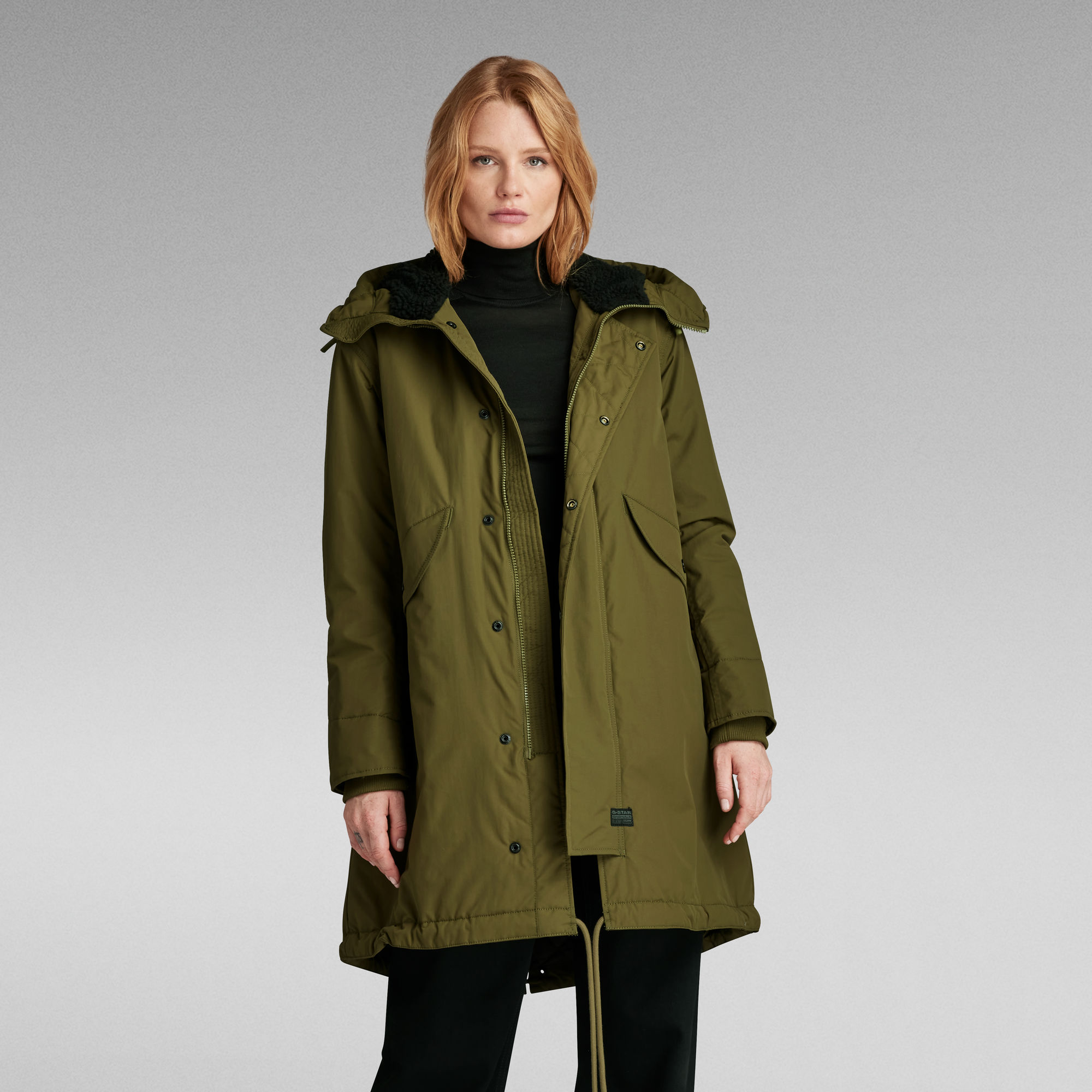 Hooded Fishtail Parka - Grün - Damen