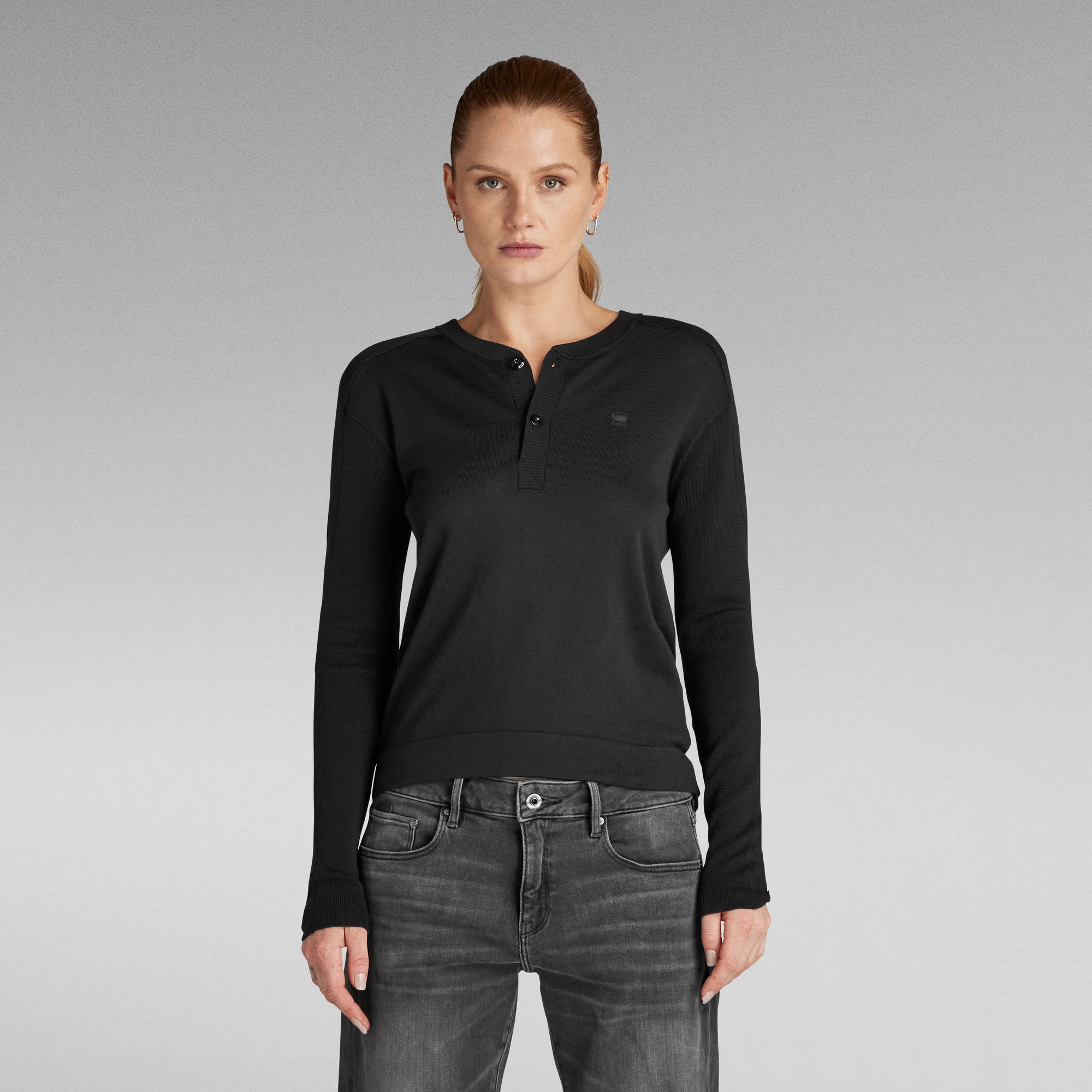 G-Star RAW Core Henley Gebreide Trui - Zwart - Dames