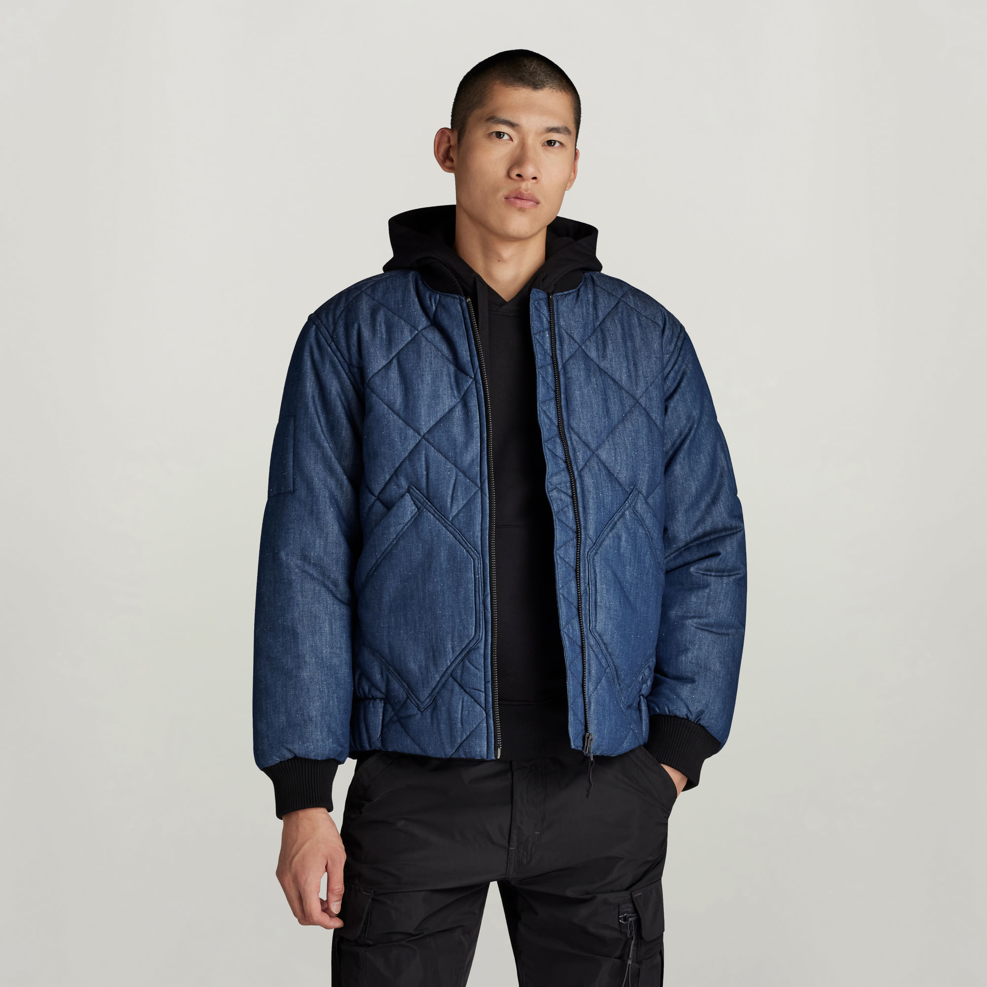 

Premium Gewatteerd Denim Bomberjack - Donkerblauw - Heren